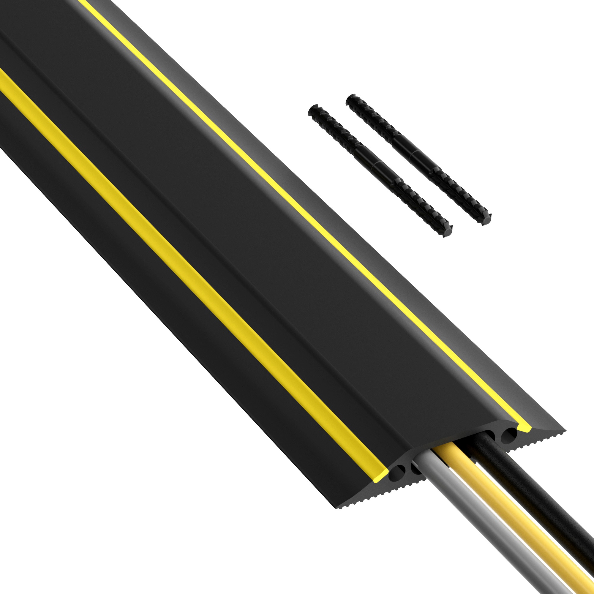 D-Line 6-ft x 3.25-in PVC Black and Yellow Overfloor Cord Protector in ...
