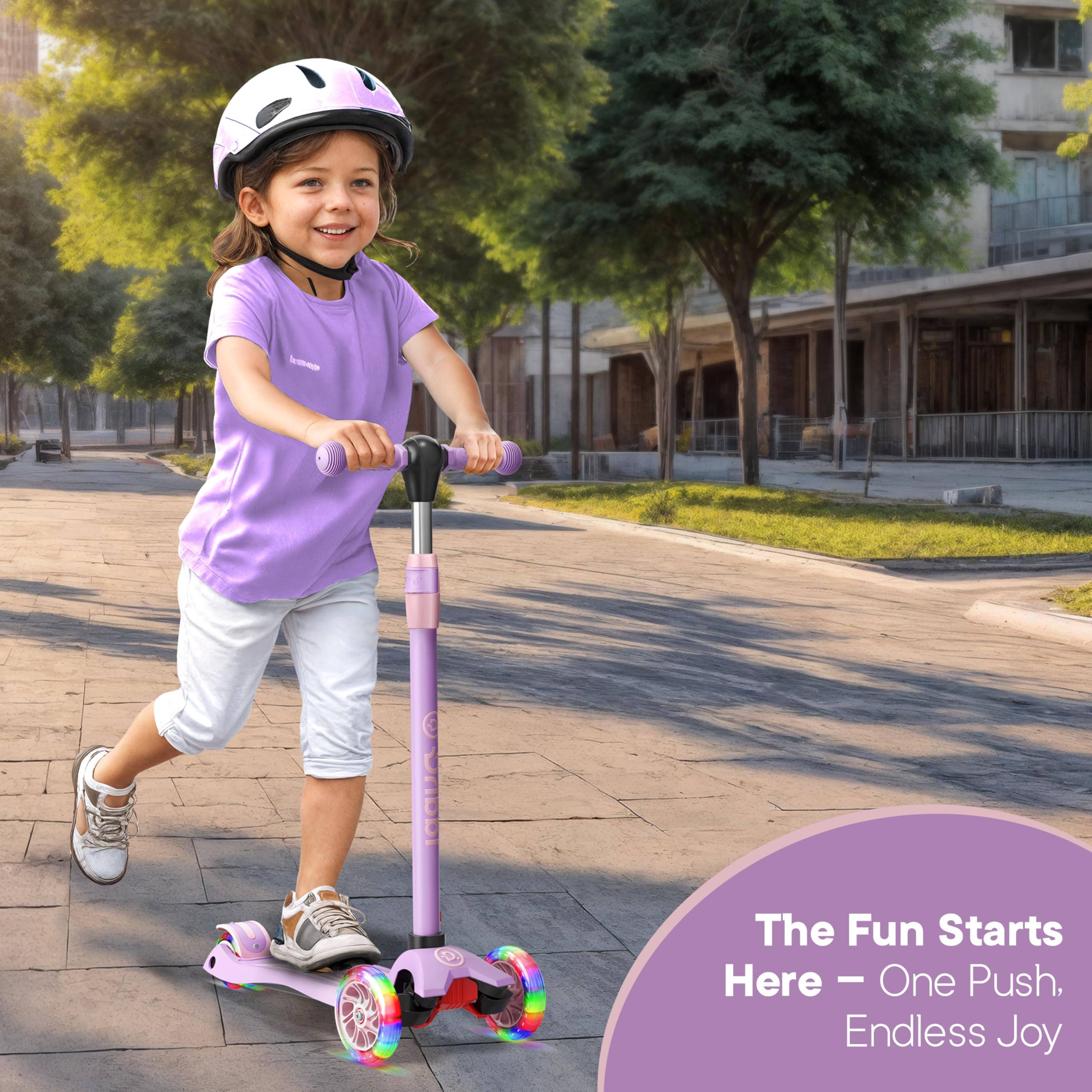 Dribbl 3-Wheel Kids Scooter Purple Lean-to-Steer Technology