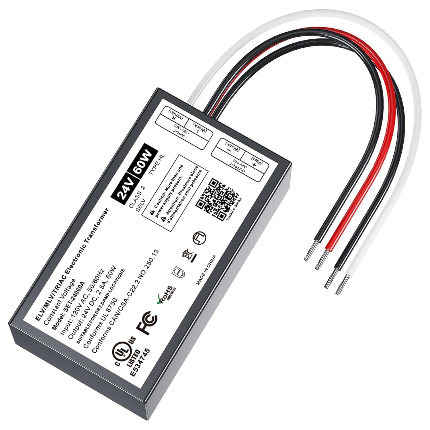 Etokfoks 60W dimmable LED driver 24V Triac ELV MLV AC to DC Class 2 ...