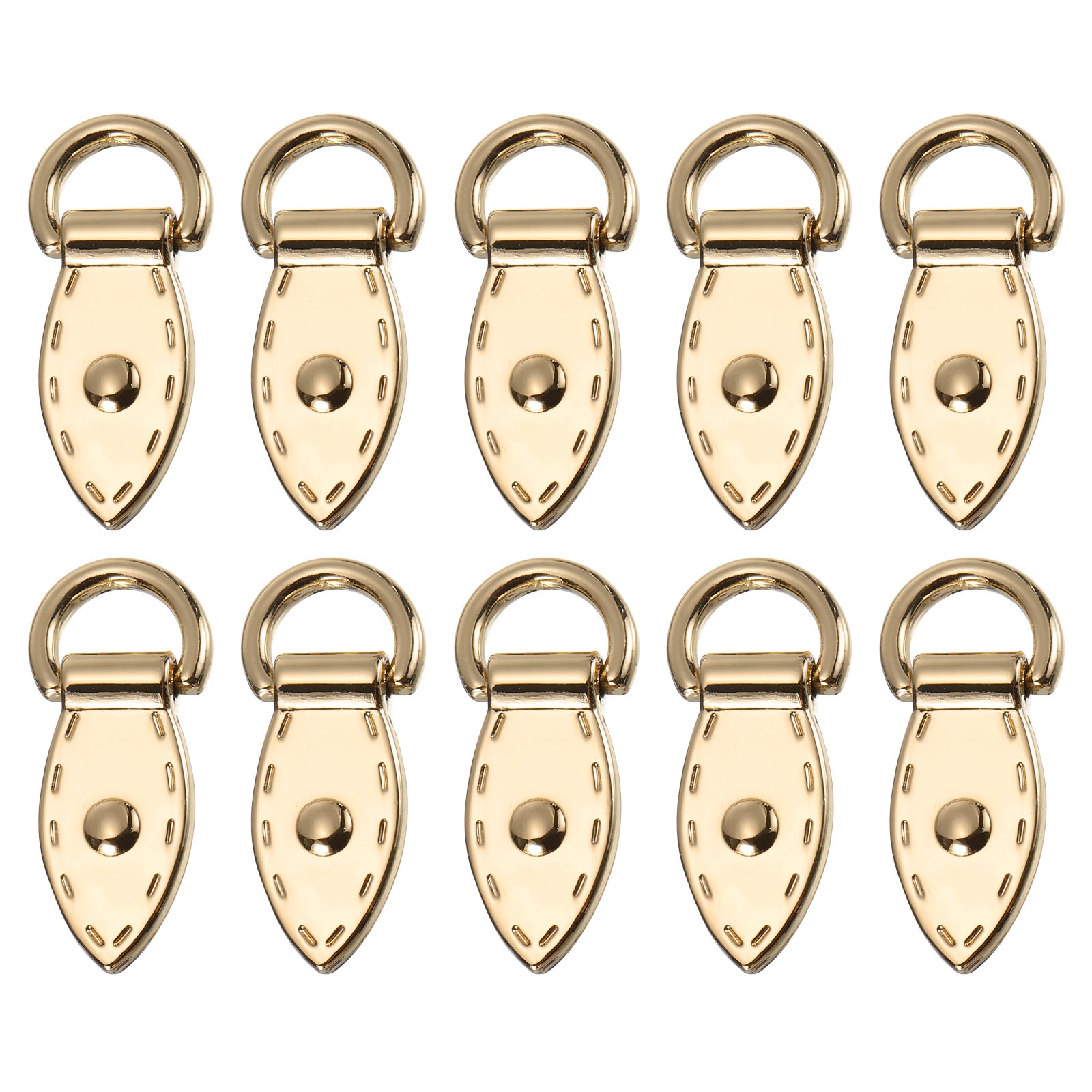 Unique Bargains Bag Side Clip Buckle - 10pcs Metal Suspending Leaf Shape Purse Strap Chain Connector with D Ring for DIY Making Bag Purse Crossbody Shoulder (Light Golden 36mm)