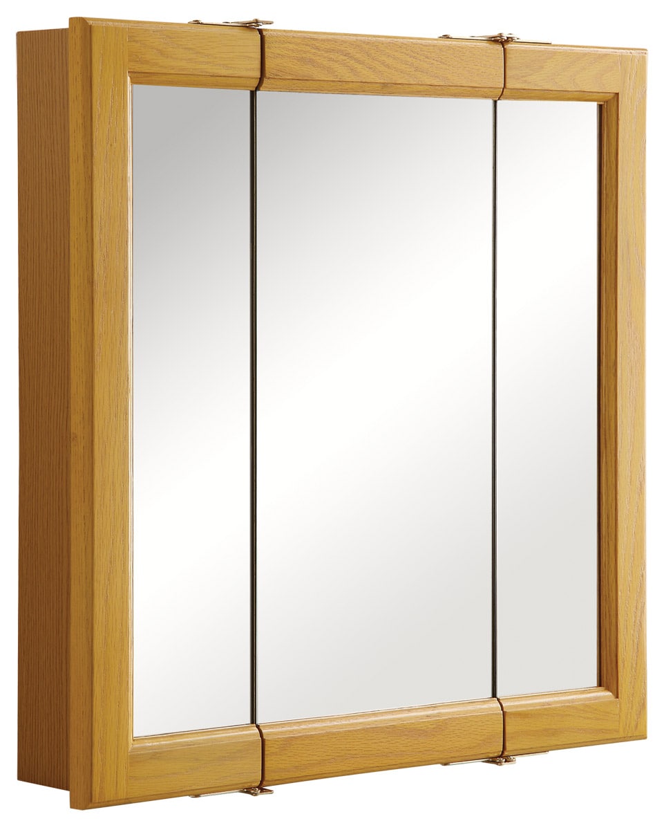 Design House 545277-HOK Claremont 24-in x 24-in Surface Mount Honey Oak Mirrored Square Medicine Cabinet