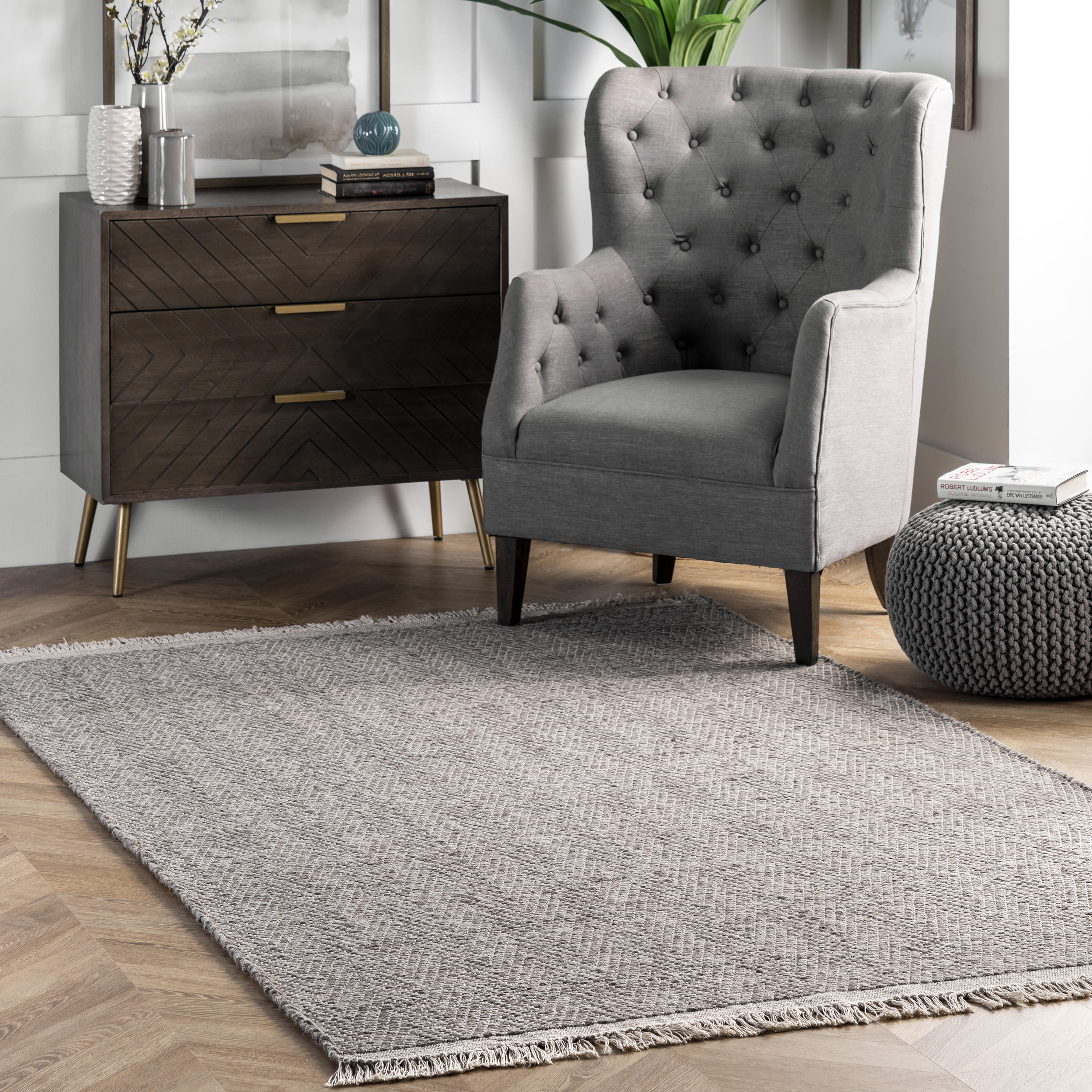 nuLOOM HFWV01A-609 Ashton 6 x 9 (ft) Loomed Wool Gray Rectangular Indoor Solid Area rug