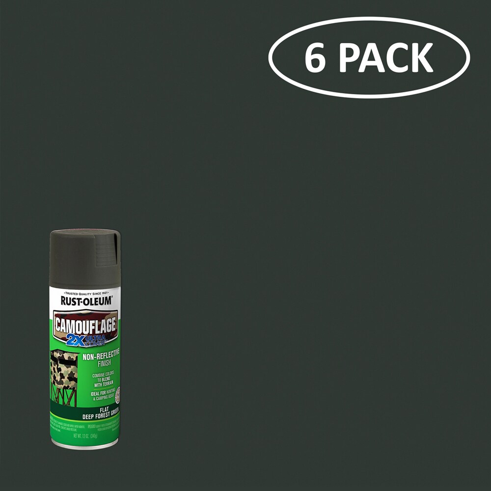 Rust-Oleum 279175SOS Specialty Camouflage 2X Ultra Cover 6 -Pack Flat Deep Forest Green Spray paint ( NET WT. 12-oz )