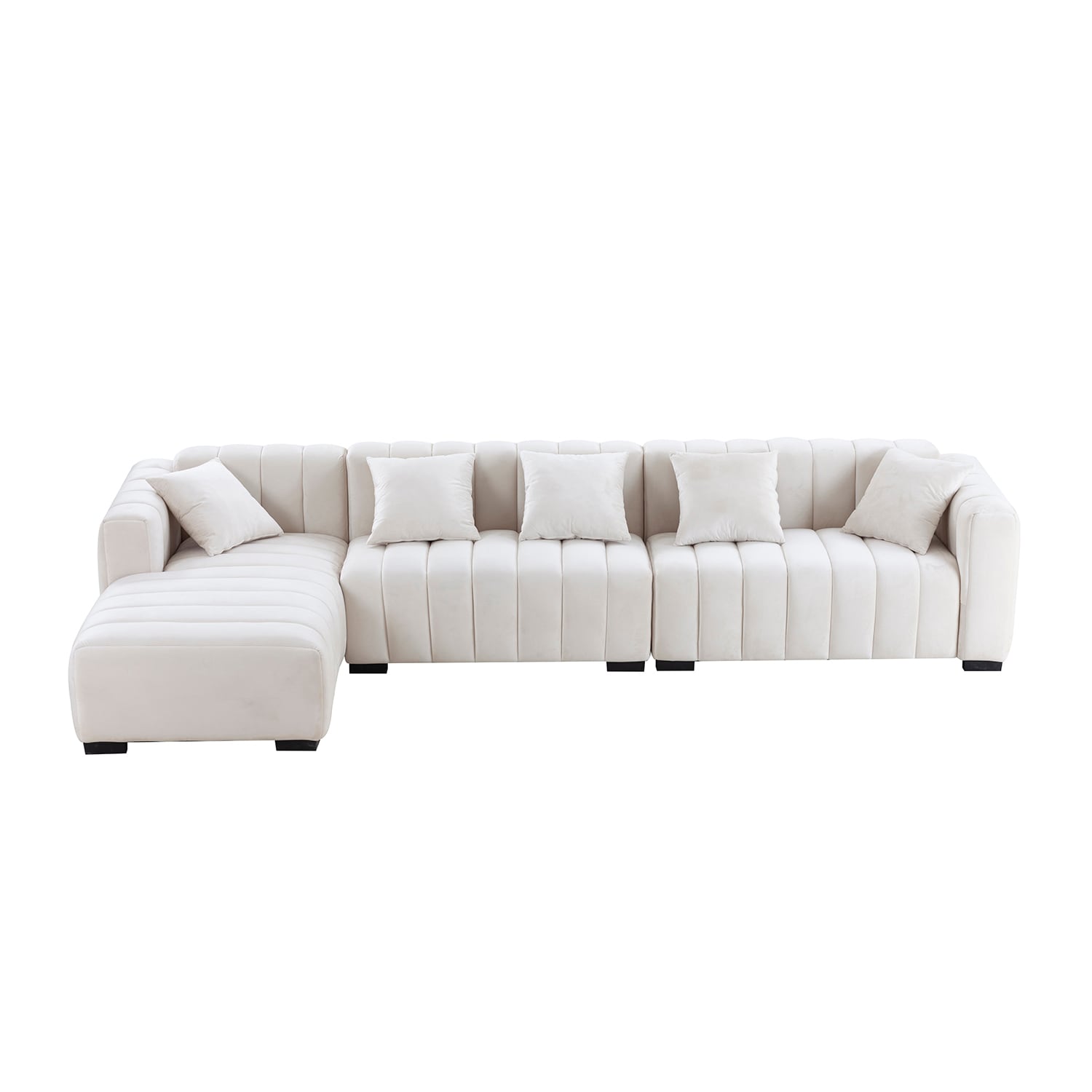 SINOFURN SYA090022GY 139-in Modern Beige Velvet Sectional