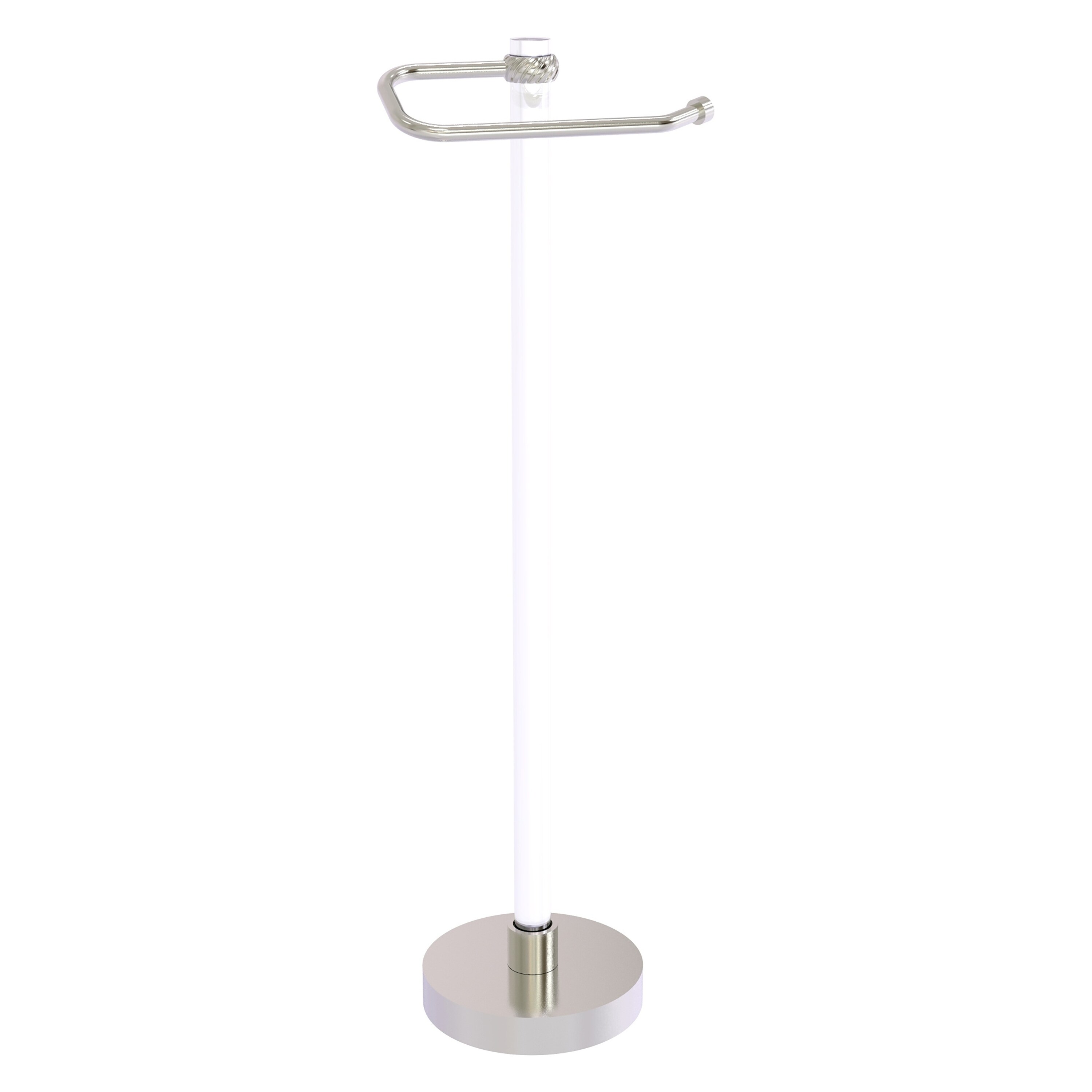 Allied Brass CVTS-25T-SN Clearview Satin Nickel Freestanding Single post Toilet Paper Holder 1 -Rolls with Storage