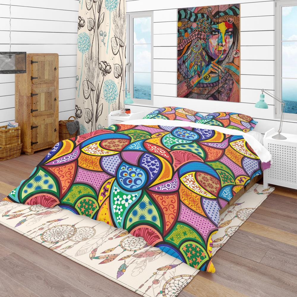 Designart BED18850-Q 3 -Piece Blue Queen Duvet cover Set