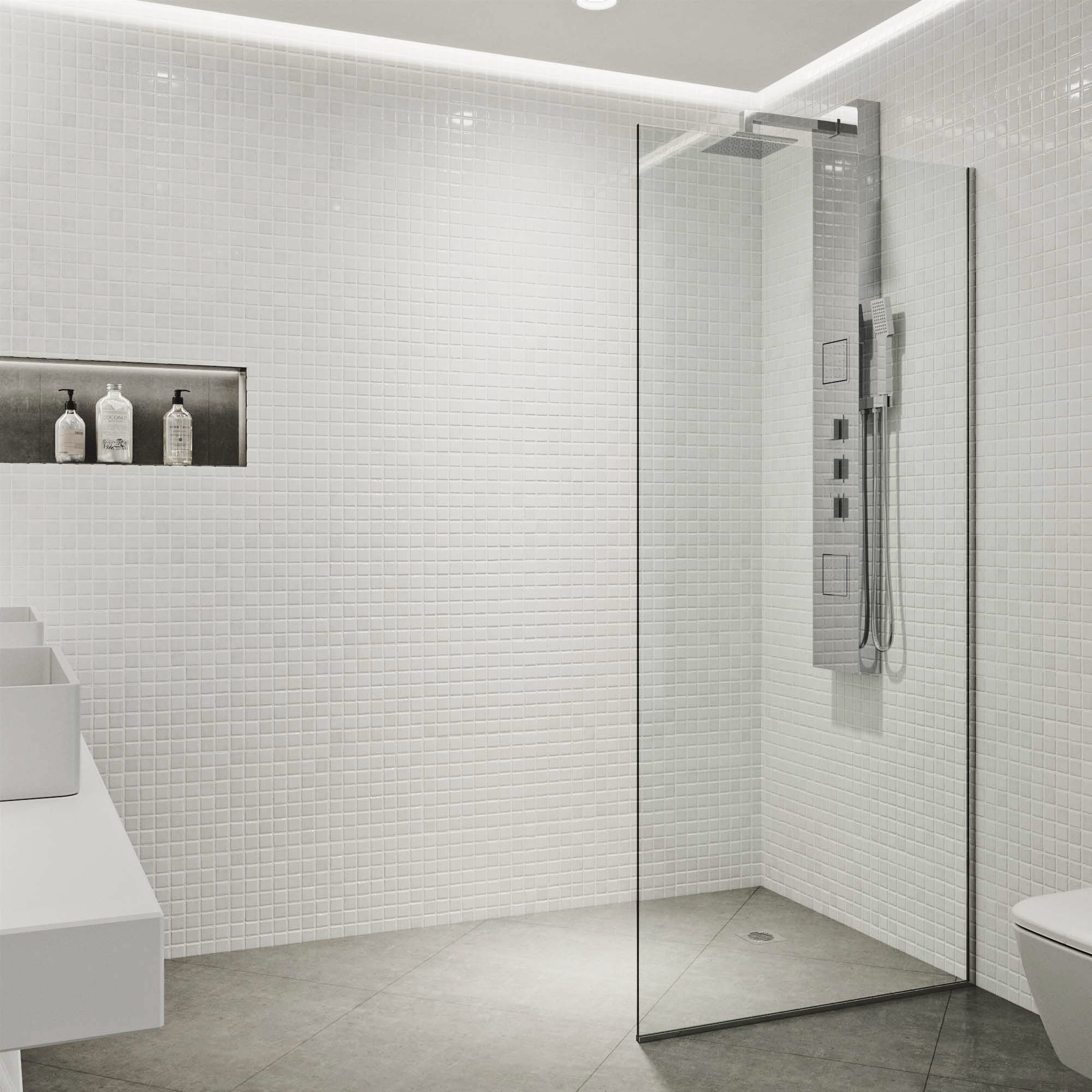 VIGO VG6075CHCL3474 Zenith Chrome 34-in W x 74-in H Frameless Fixed Shower door 3/8-in Thick Clear Glass