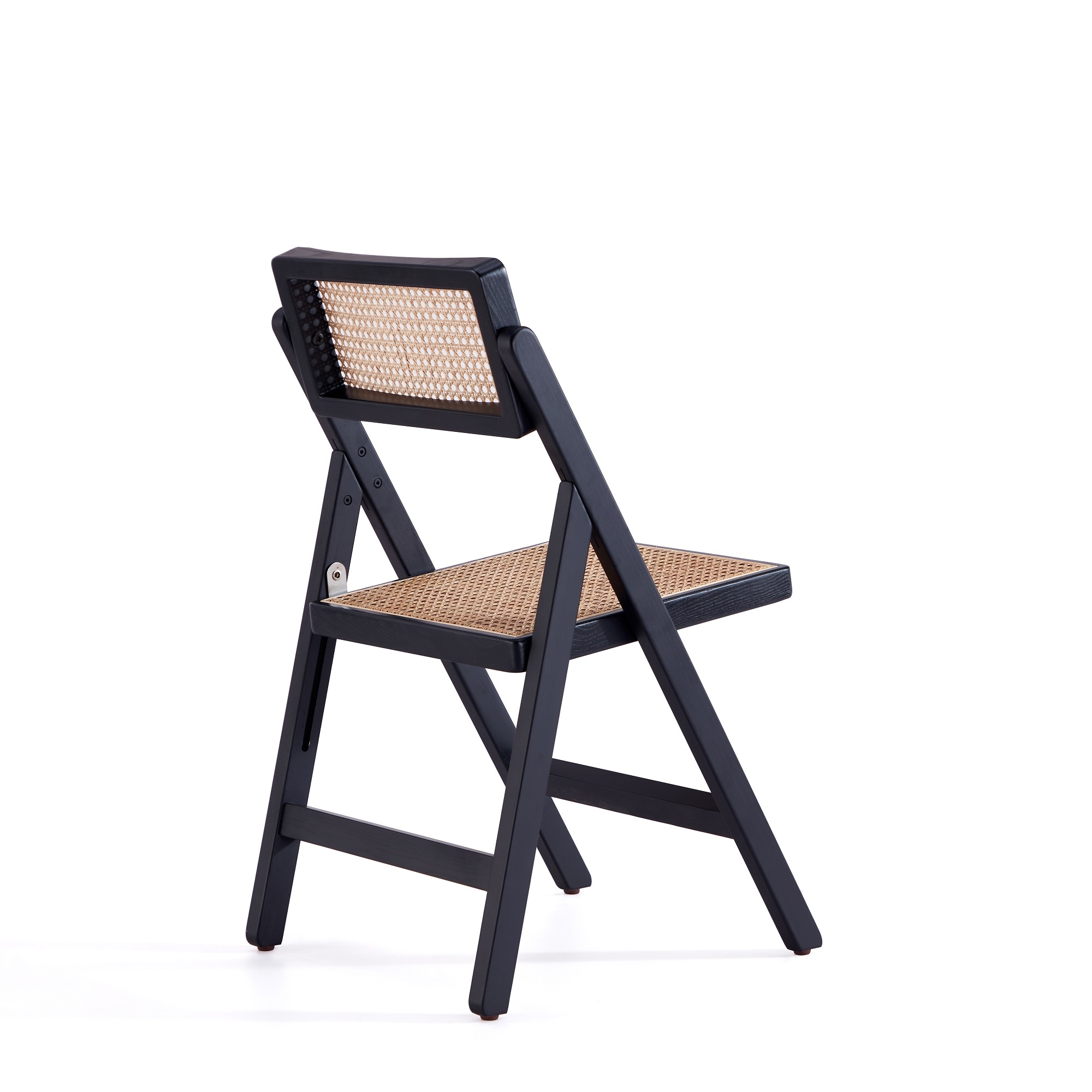 Black and Natural Cane High Folding Side Chair Set