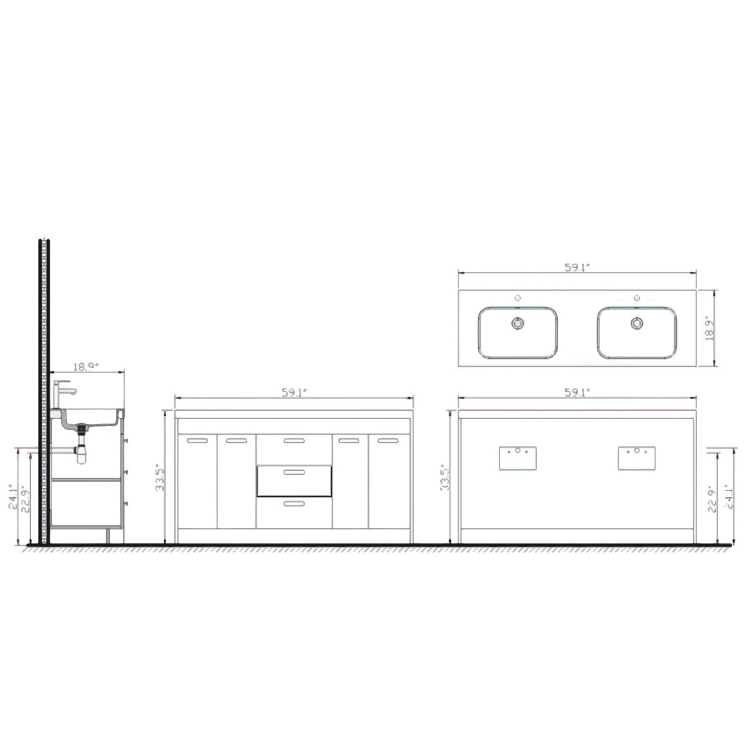 Eviva EVVN1500-8-60NOK Bath-Vanity-Combo - View #8