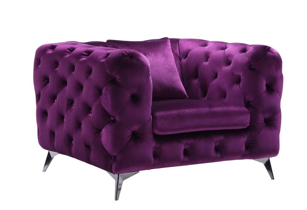 ACME FURNITURE Atronia Vintage Purple Fabric Accent Chair in the Chairs  department at