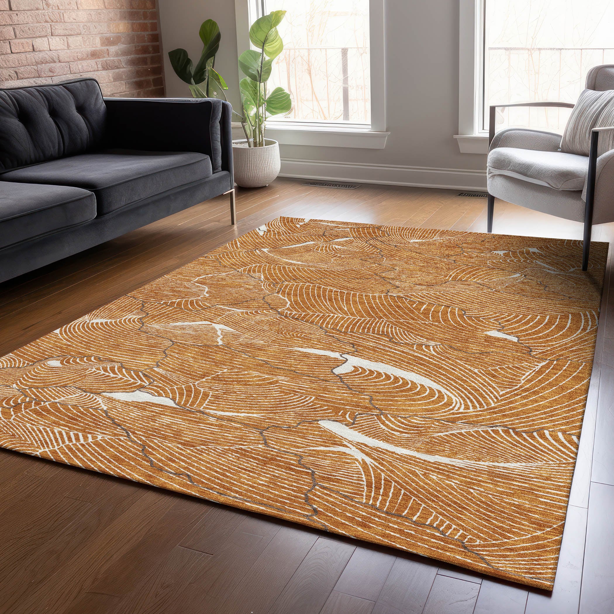 Addison Rugs ACN1048PK10X14 Chantille ACN1048PK 10 x 14 (ft) Polyester Paprika Rectangular Indoor/Outdoor Geometric Machine washable Area rug
