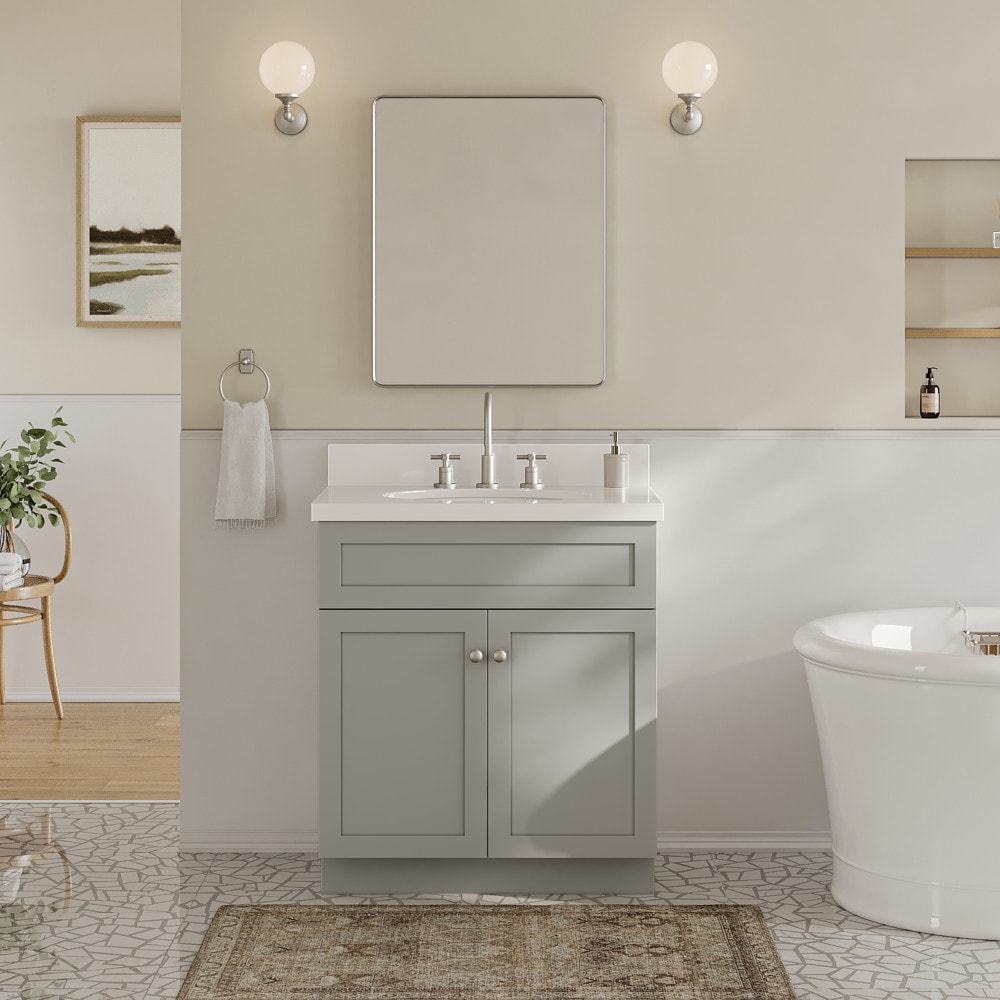 ARIEL F031SWQOVOGRY Hamlet 31-in Grey Undermount Single sink Bathroom Vanity with Pure White Quartz Quartz Top