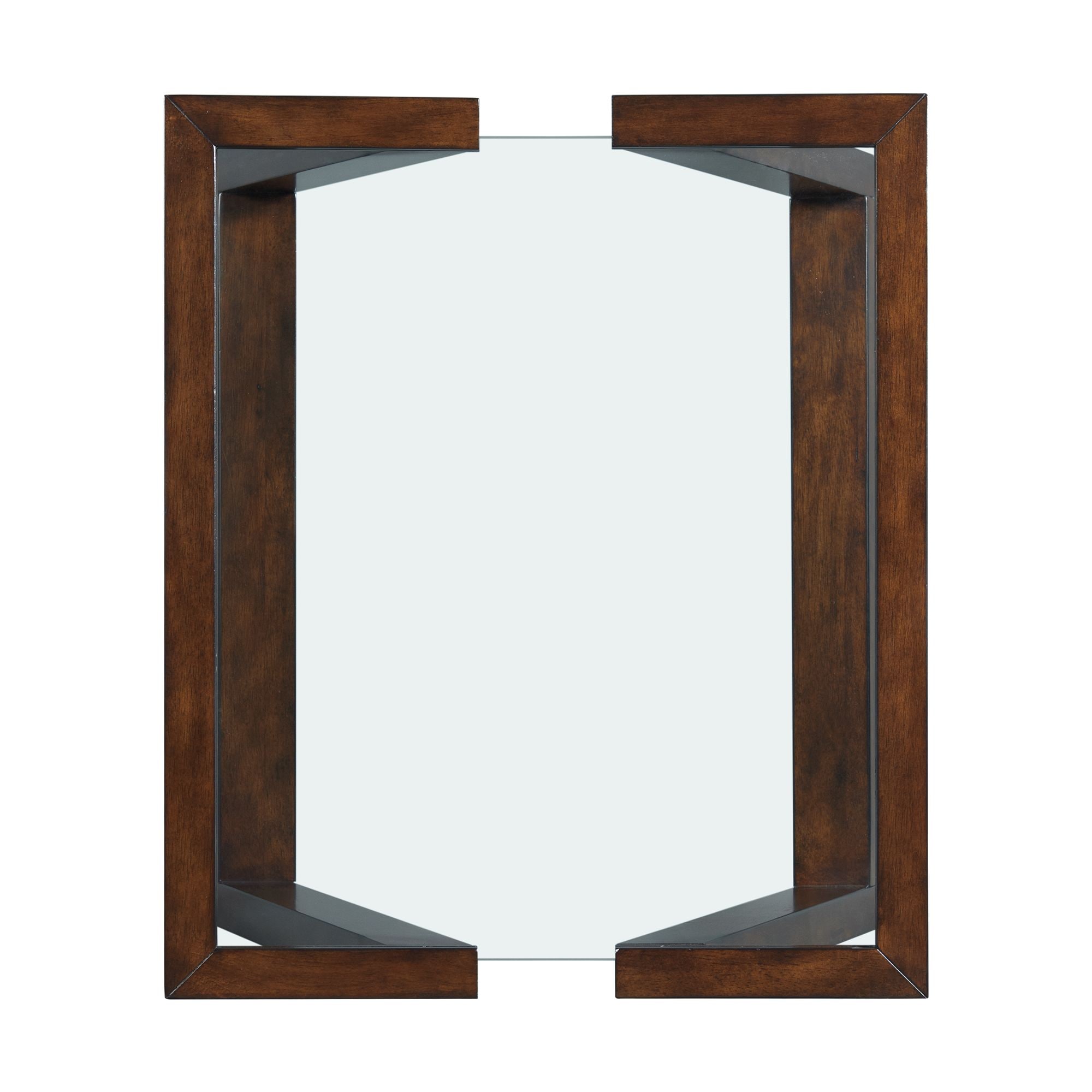 Transitional Dark Espresso Square End Table with Glass Top