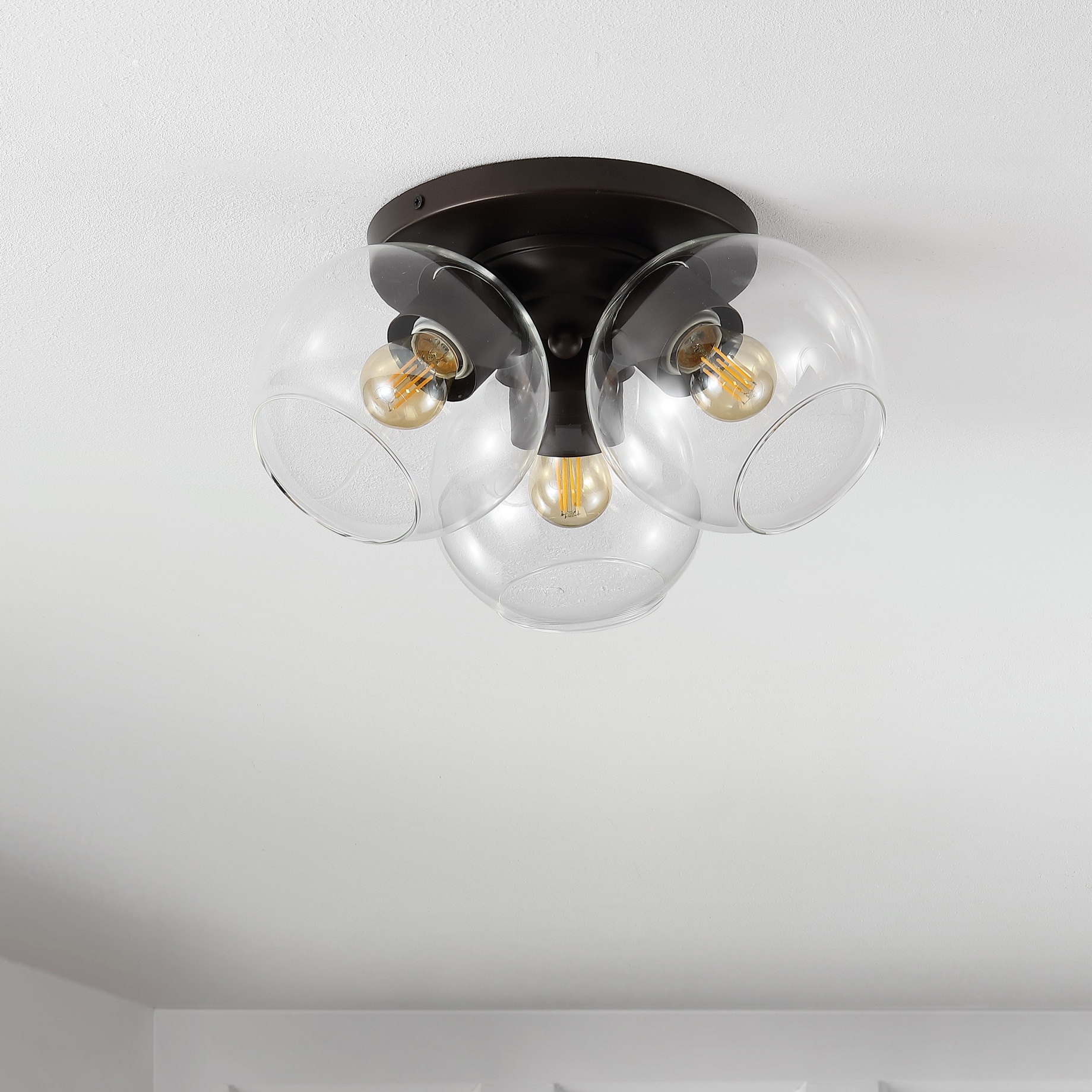 Farmhouse Rustic 11.5" LED Ceiling Light in Oil Rubbed Bronze with Clear Glass Globe