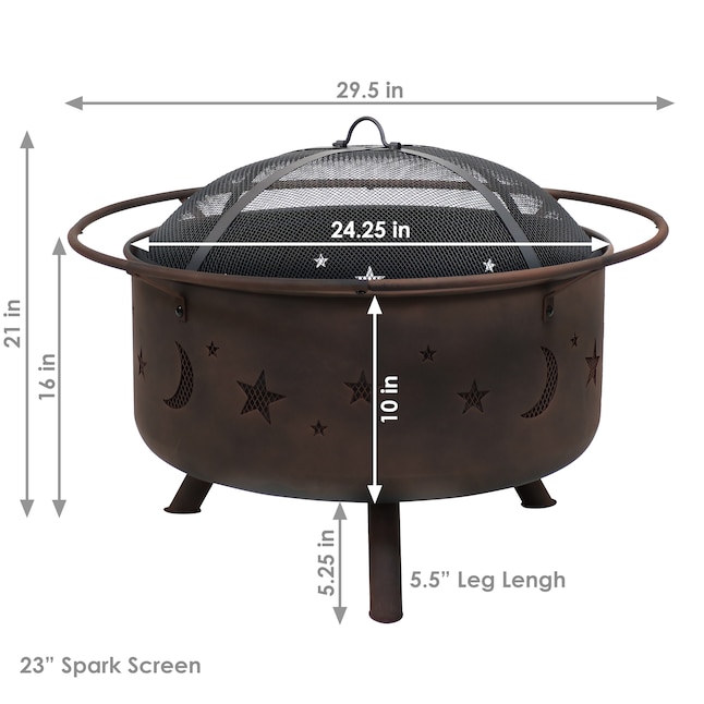 Bronze Steel Wood Burning Fire Pit, Landmann Moon And Stars Fire Pit Cover