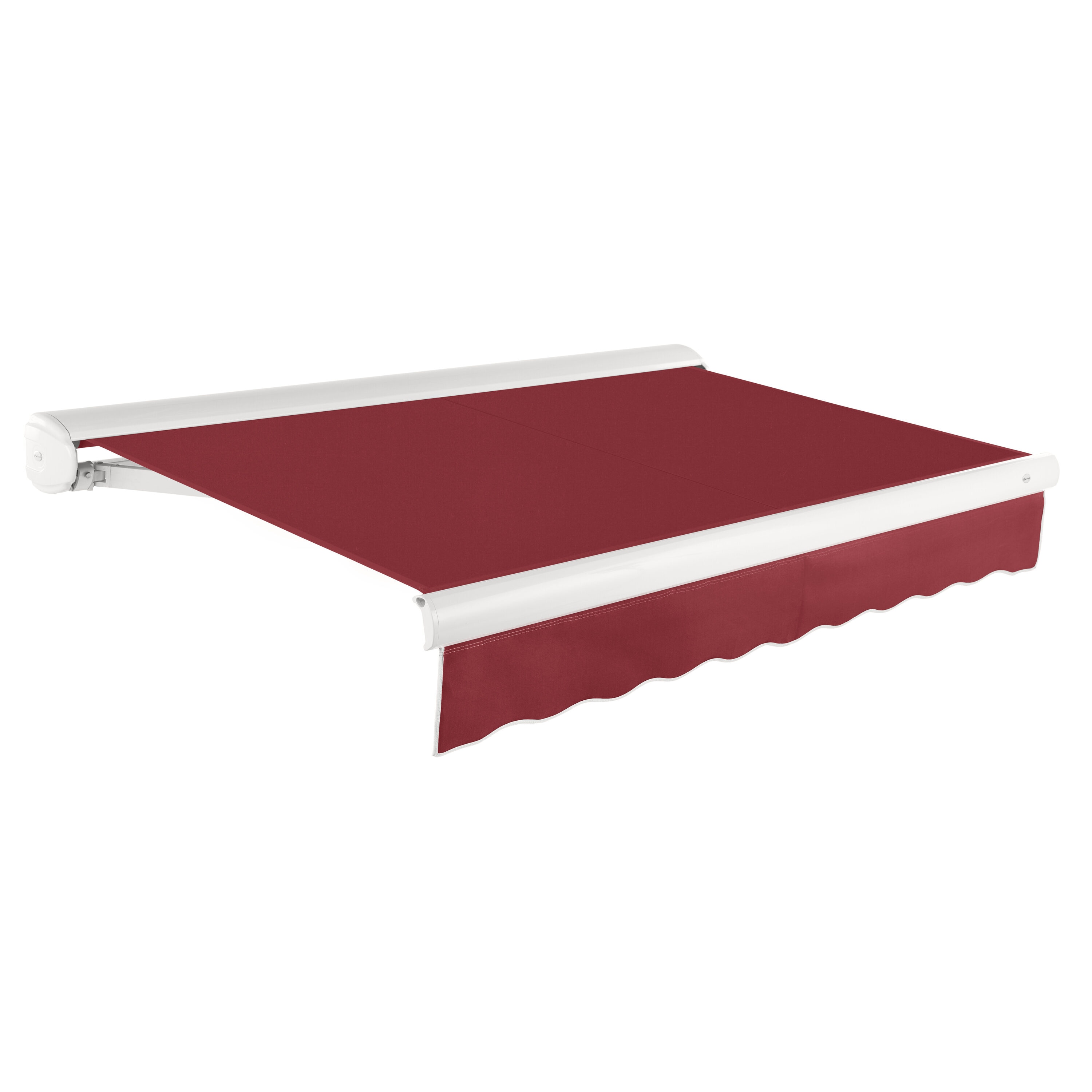 Awntech KWM12-L-B Full Cassette Manual 144-in Wide x 120-in Projection x 10-in Height Fabric Burgundy Solid Manual Retractable Patio Awning