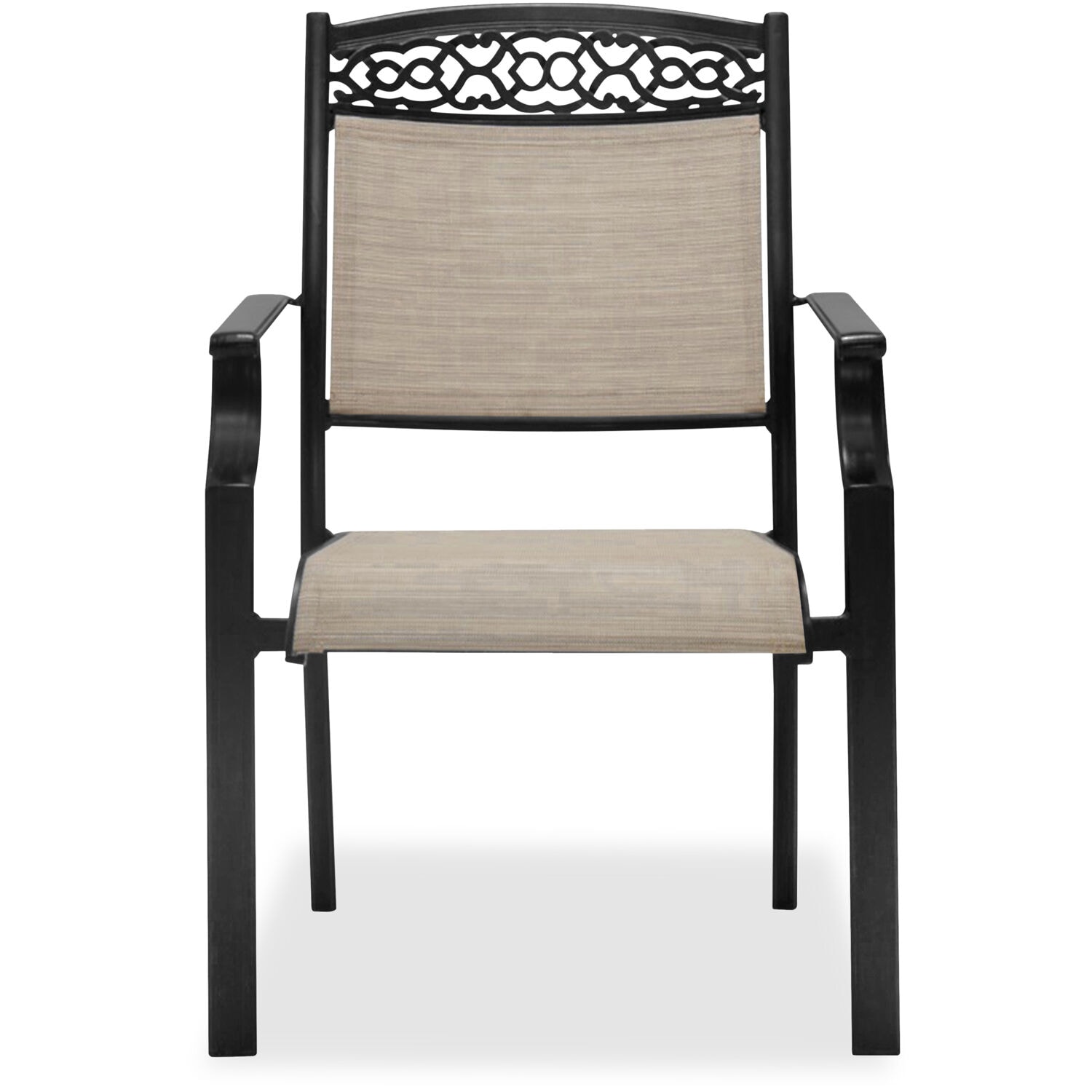 Elegant Rustic 7-Piece Outdoor Dining Set with Cast-Top Table and Sling Chairs