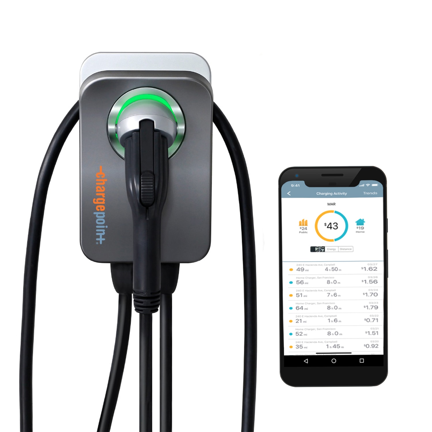 ChargePoint Home Flex Level 2 NEMA 14-50r Plug In EV Electric Vehicle Charging Station-up to 50 Amps/ 240-Volt with 23-ft Cable 235145 Sansujyuku sansujyuku.com