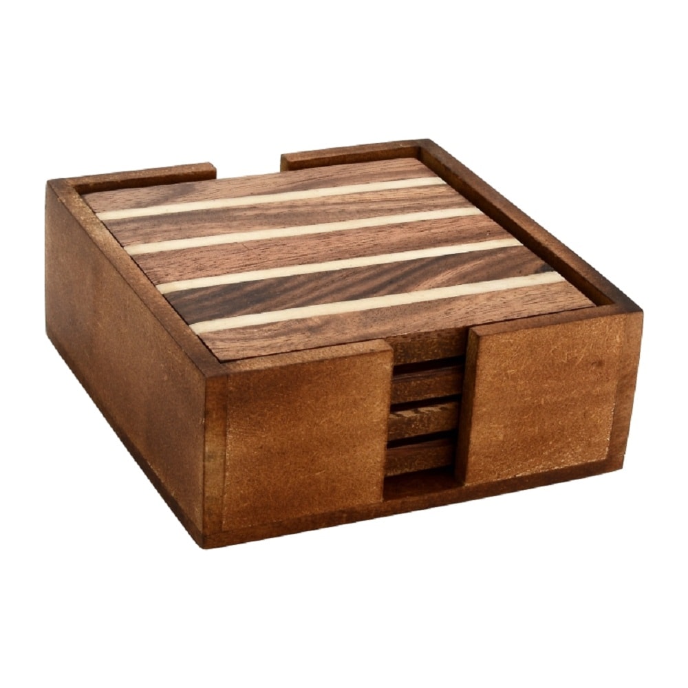 Mascot Hardware CTR007 4 -Pack Wooden Wood Square Coaster(s)