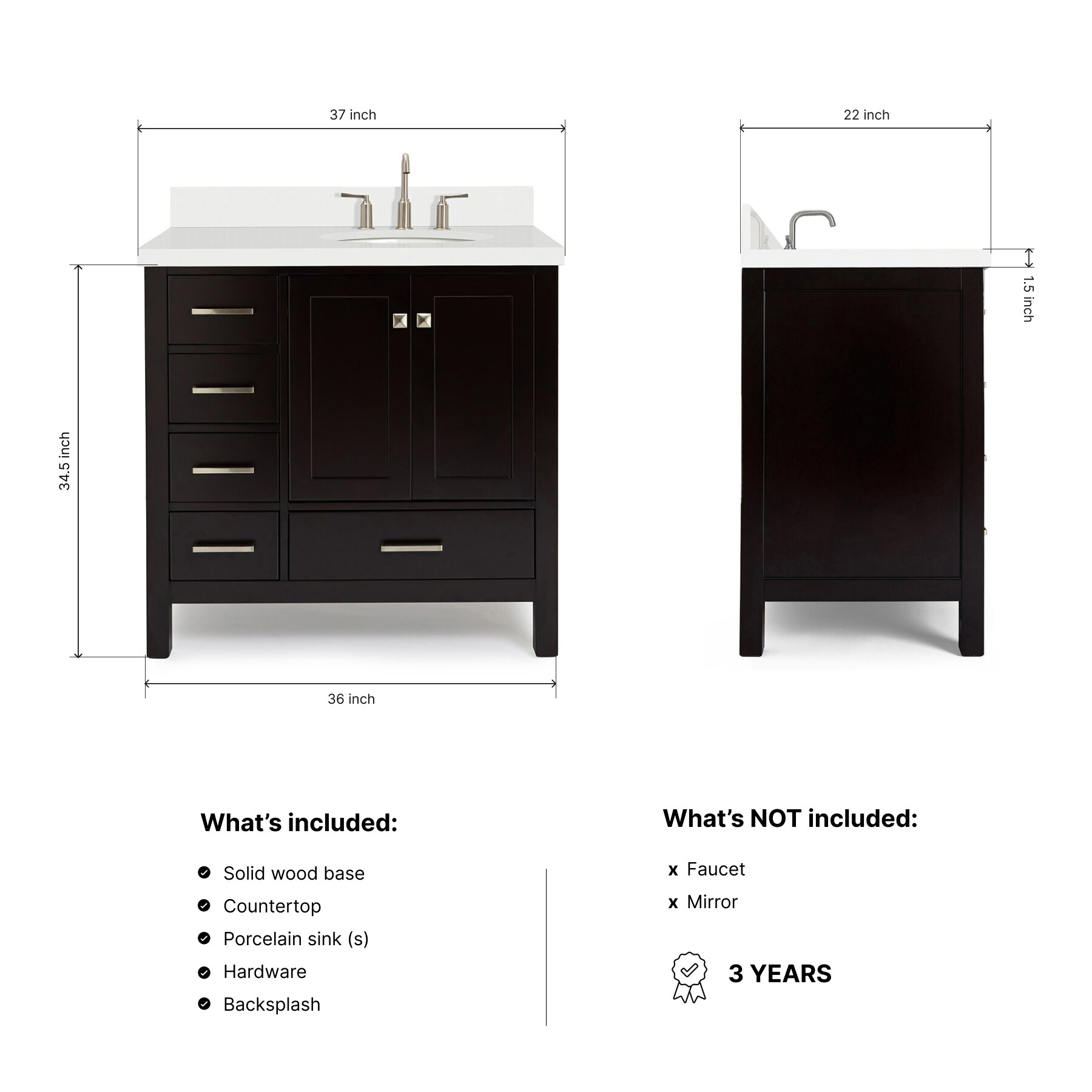 ARIEL A037SRWQOVOESP Bath-Vanity-Combo - View #3