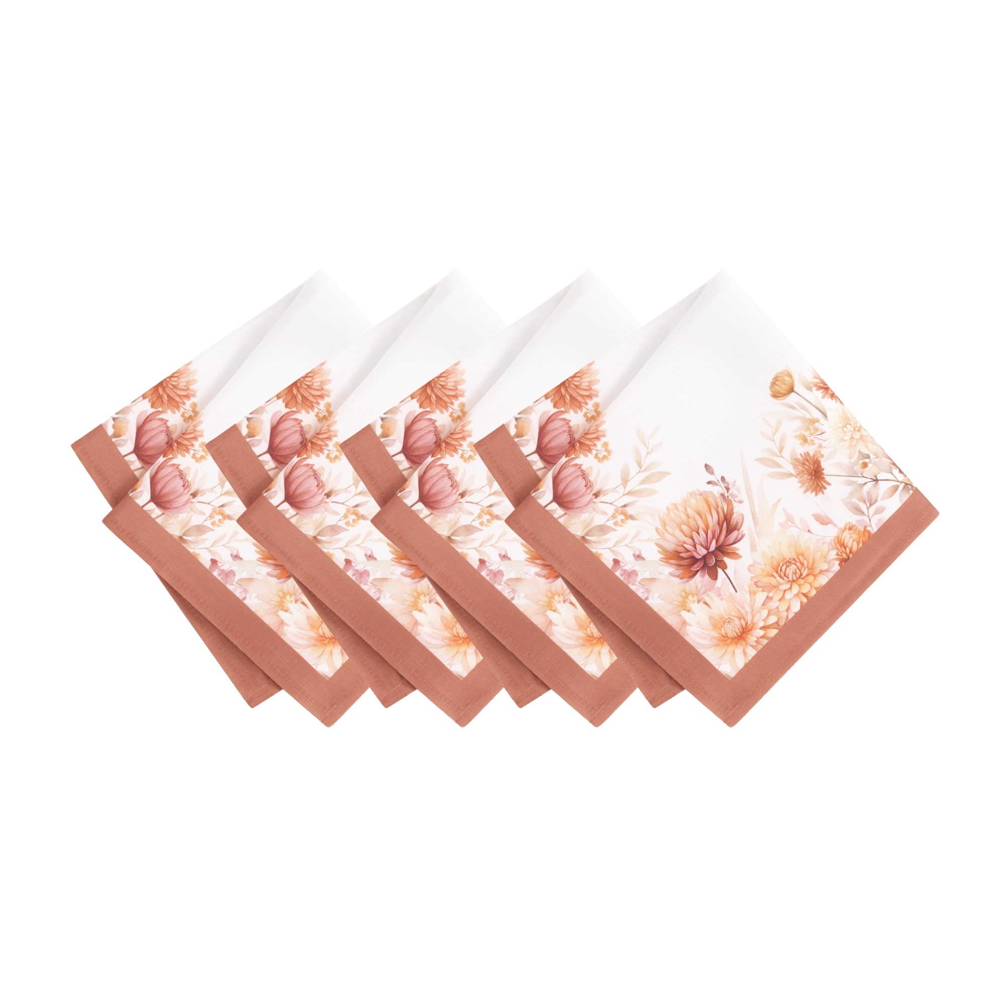 Elrene Home Fashions 194590285739 Autumn Blooms 4 -Pack Multicolor Polyester Square Napkin(s)