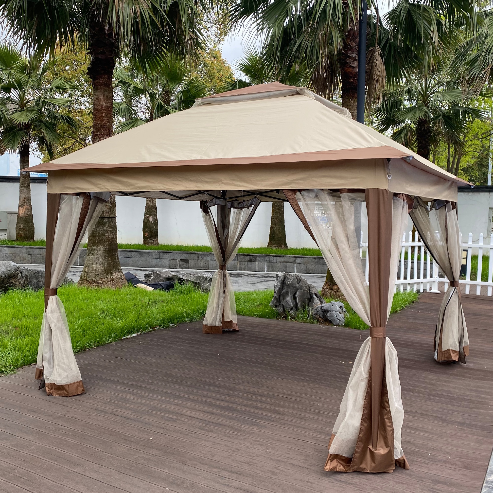 CASAINC 11-ft x 11-ft Brown Pop-up Canopy in the department at Lowes.com