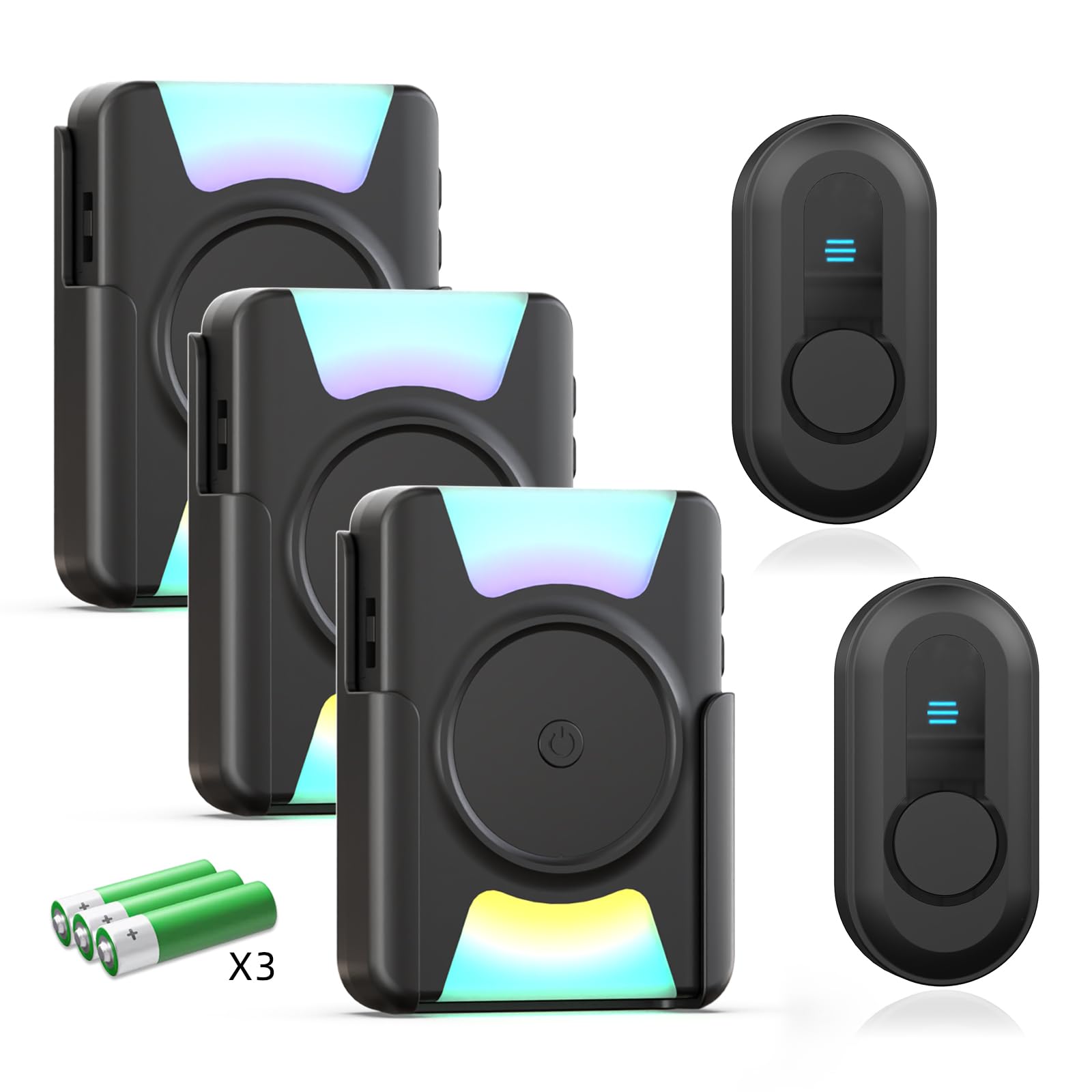 Justincity  Wireless Doorbell Kit for Hearing Impaired Elderly 1000ft Range Waterproof Chime with Vibration Flash Light 2 Push Buttons 3