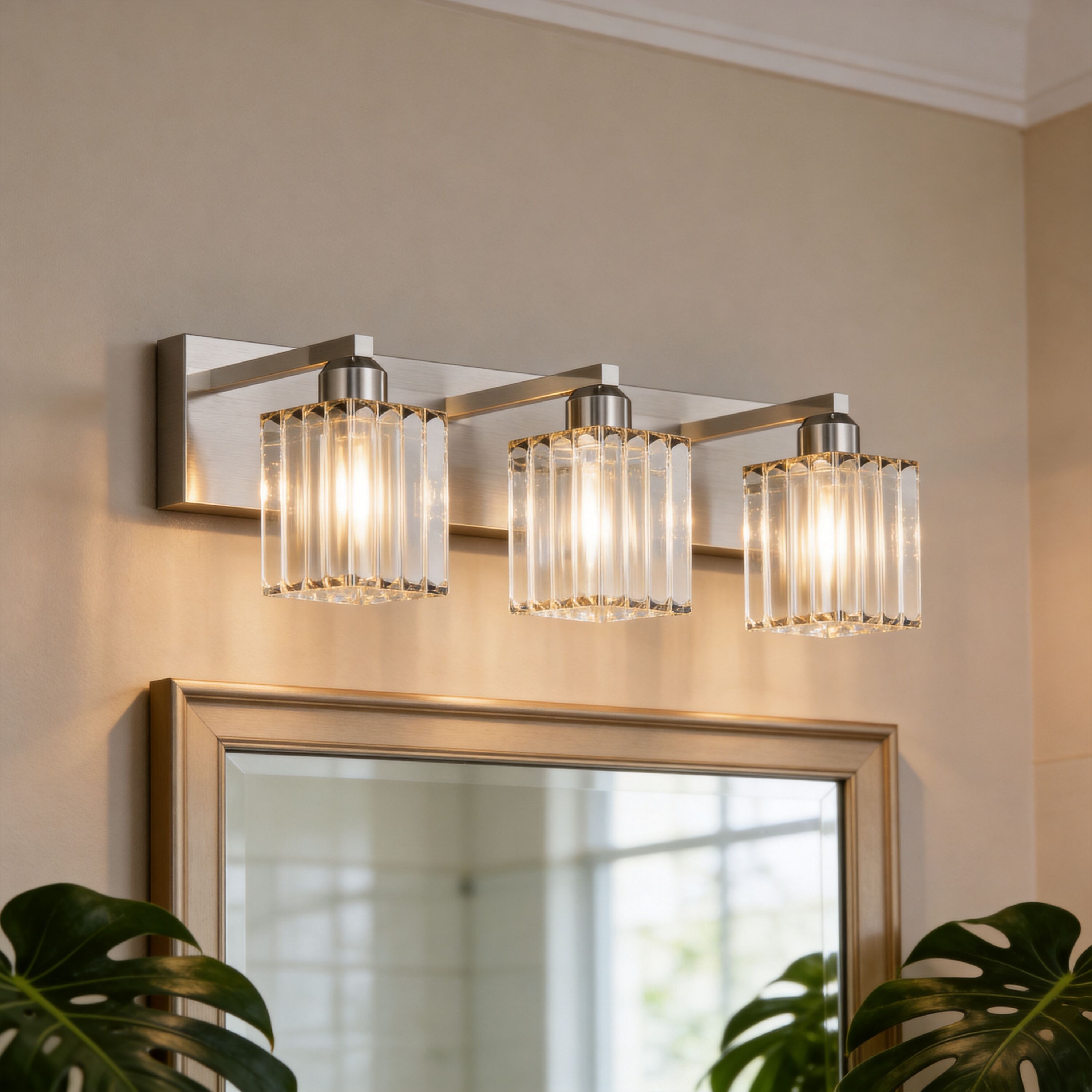 YANSUN - 4.33-in 3 Light Black Integrated LED Modern/contemporary Bathroom Vanity light
