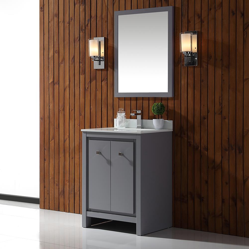 OVE Decors Kevin 60-in Pebble Gray Double Sink Bathroom Vanity with Pure White Cultured Marble Top