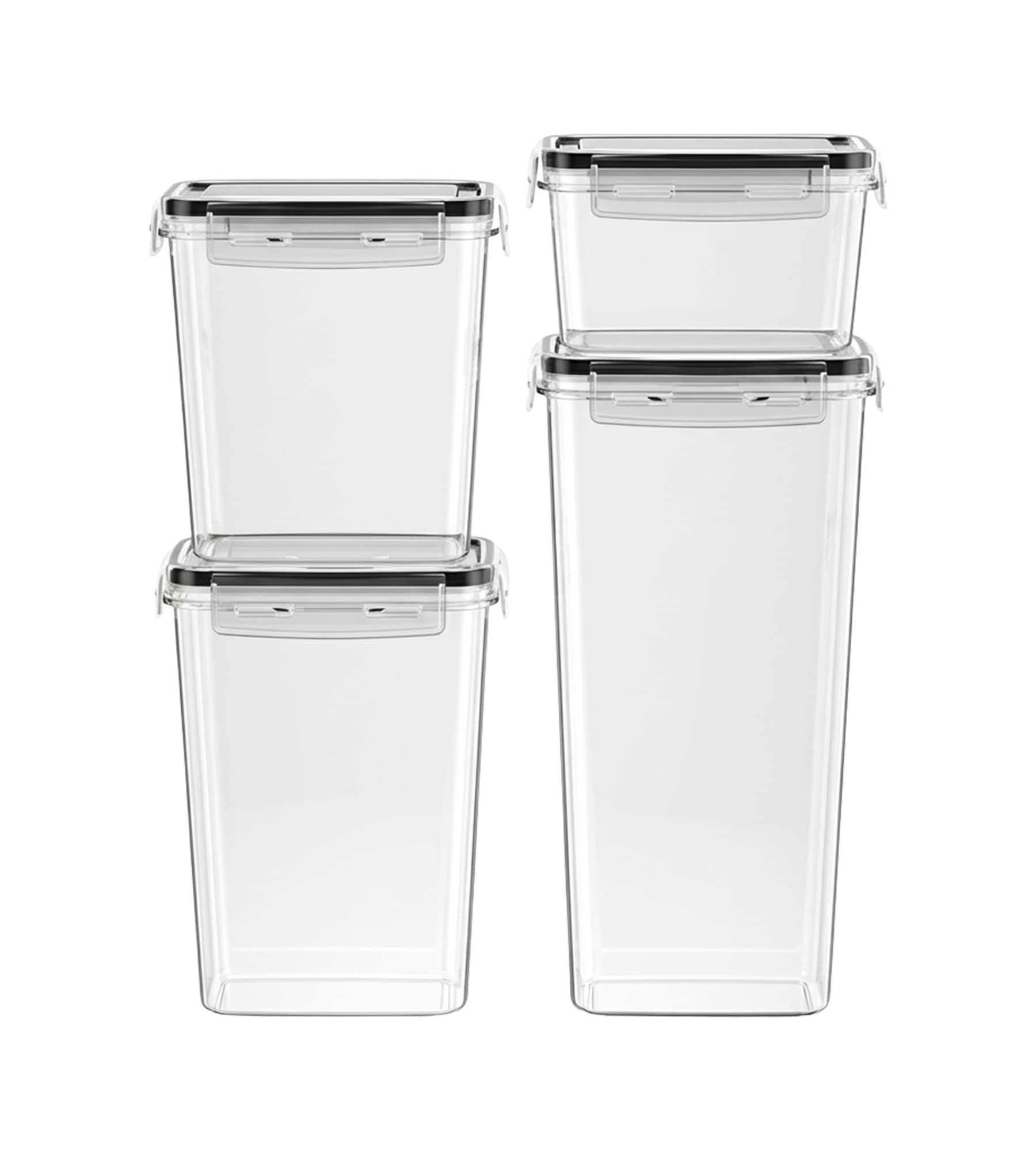 Etokfoks  Clear Plastic Airtight Food Storage Containers with Lids 24 pcs Pantry Kitchen Canisters Leak Proof Jars