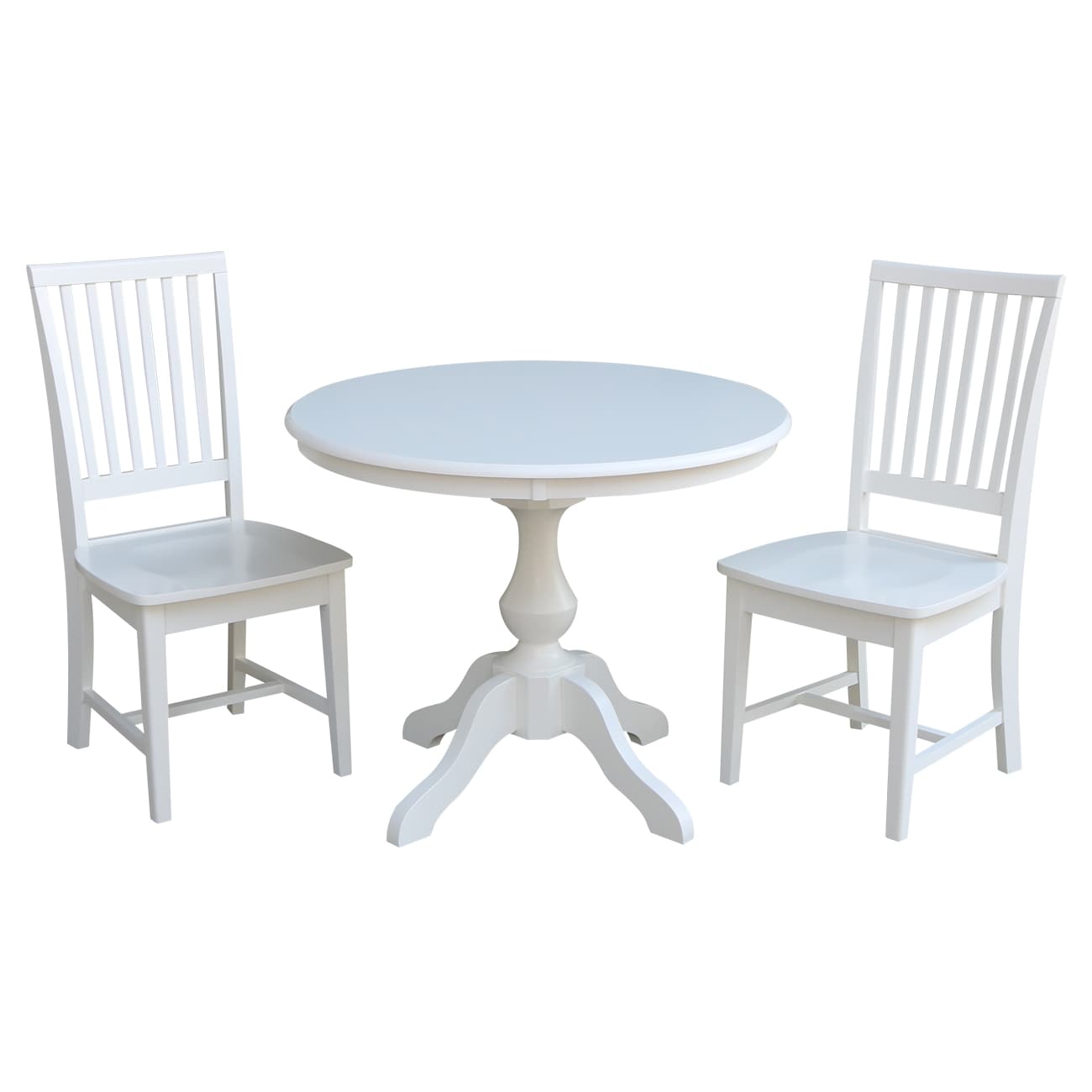International Concepts K08-36RT-11B-C265-2 White Casual Dining Room Set with Round Table (Seats 2)