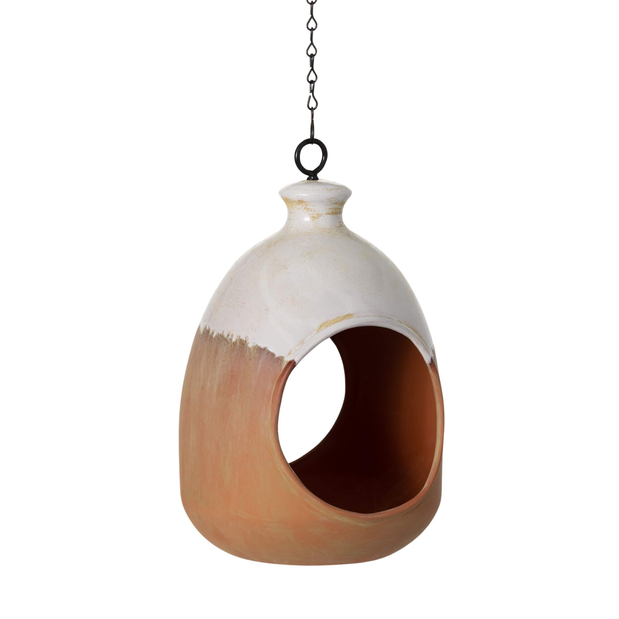 Sullivans N2990 Copper Garden Ceramic Hanging Fly through Bird feeder - 1-cake Capacity