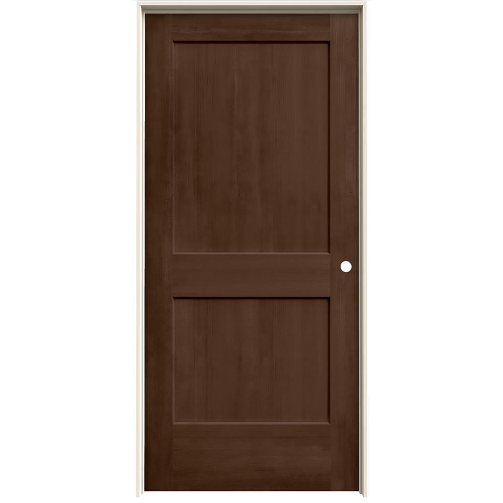 JELD-WEN 36-in x 80-in Milk Chocolate Hollow Core 2-panel Square Left Hand Smooth Stained Molded Composite Flat Jamb Single Prehung Interior Door -  LOWOLJW222200885