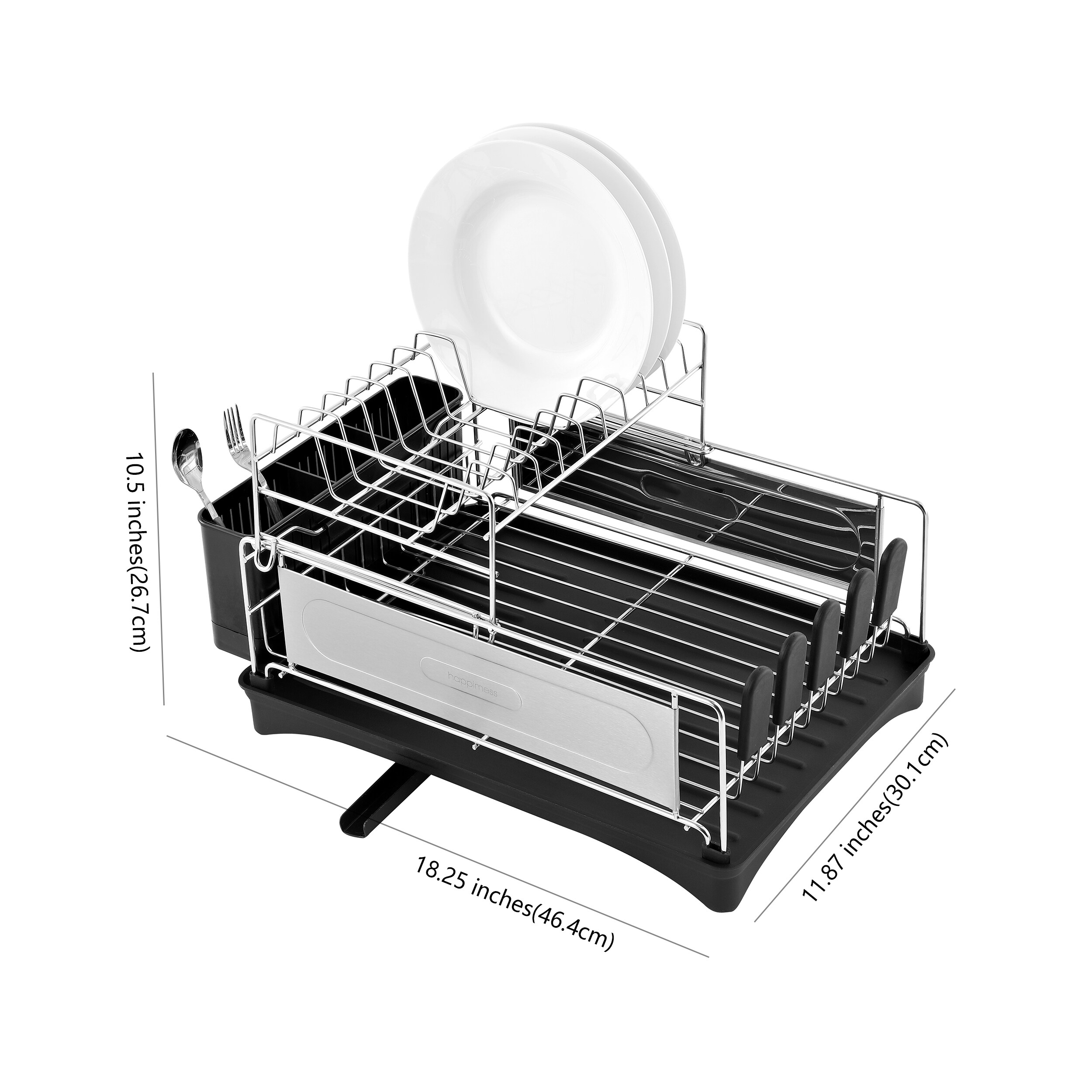 happimess 13.5-in W x 20.5-in L x 14.5-in H Stainless Steel Dish Rack and  Drip Tray in the Dish Racks & Trays department at