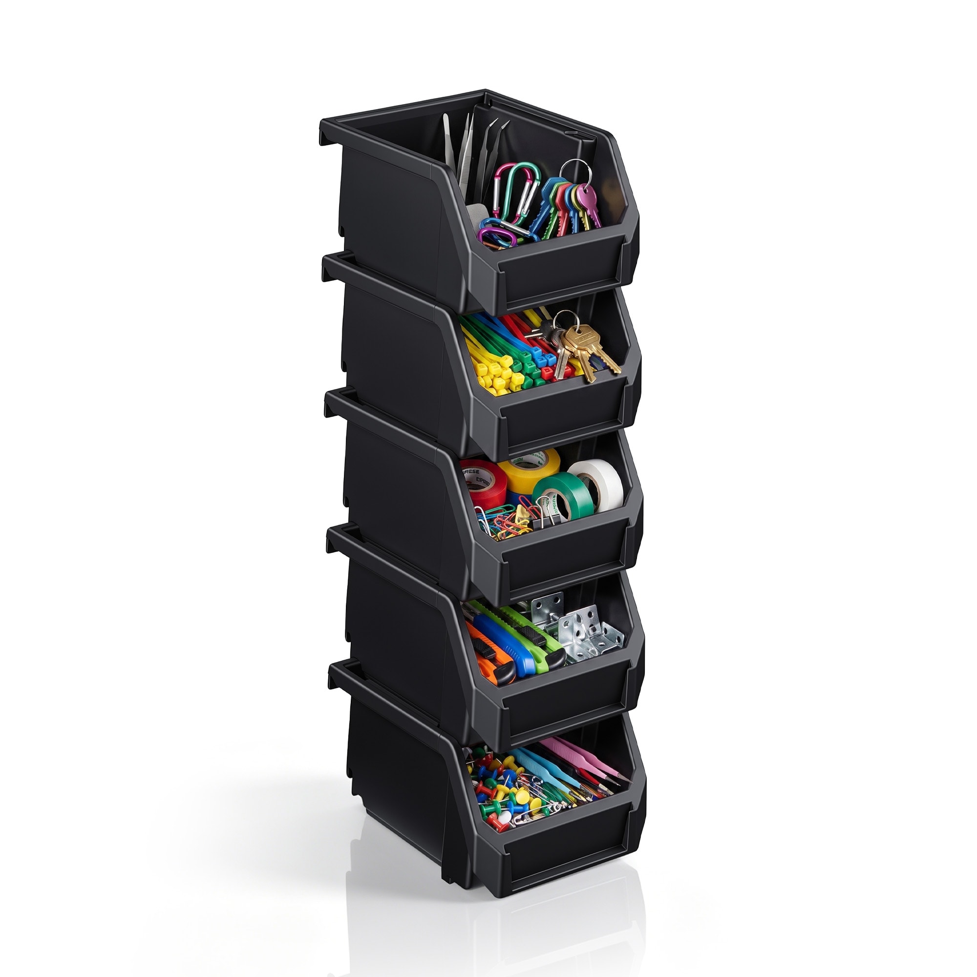 SORBUS  Extra Small Open Front Stackable Garage Storage Bin Heavy Duty Plastic Organizer Tote for Tools Hardware and Shelving