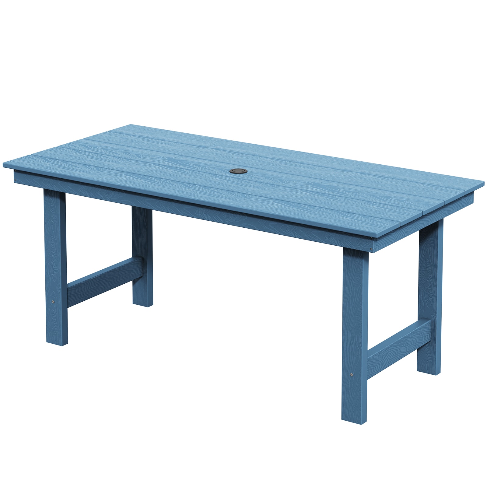 JEAREY JYCZ-NY HDPE Rectangle Patio Dining Table Rectangle Outdoor Dining 32.1-in W x 66.9-in L with Umbrella Hole