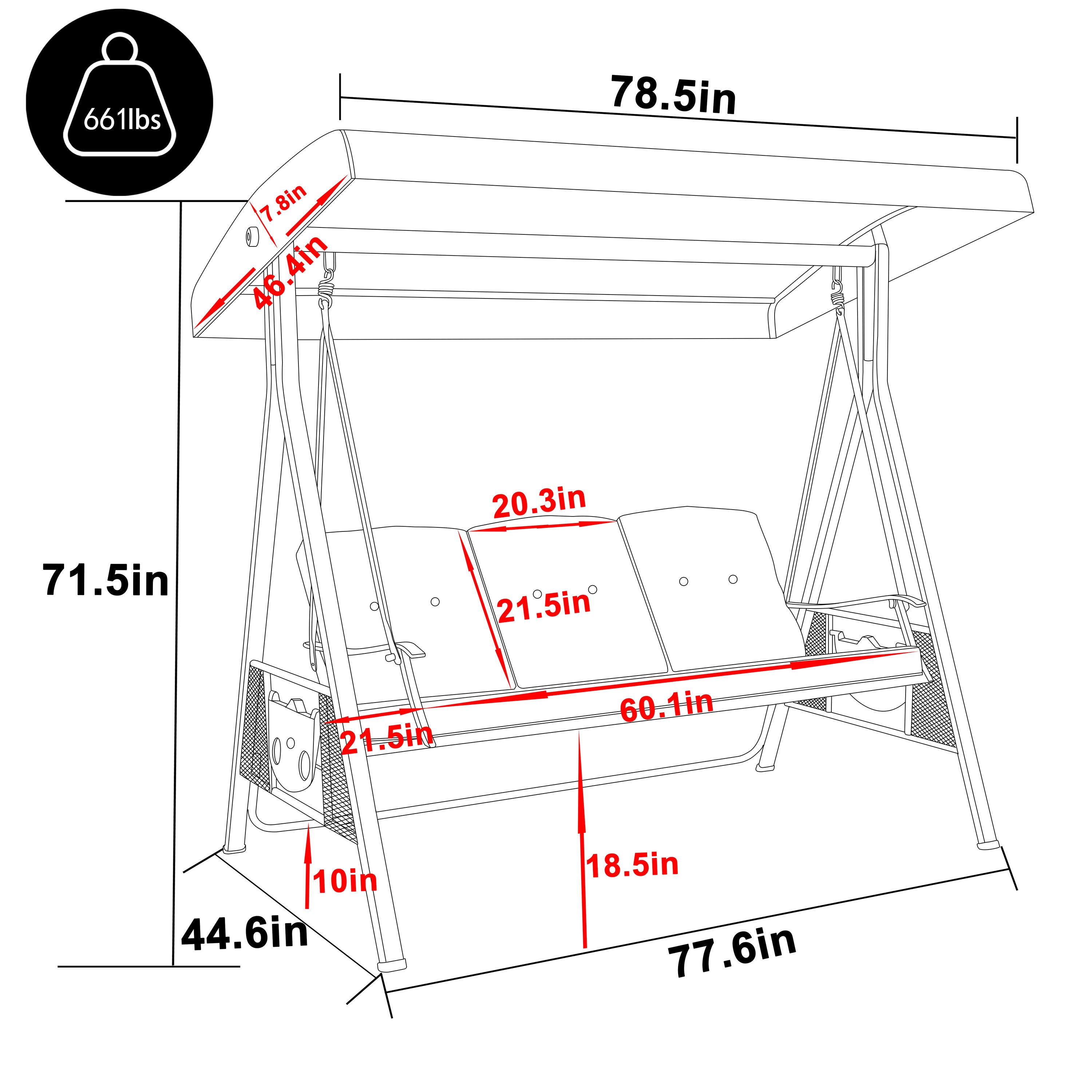 VEIKOUS PG0210-02G-19 Swing-Gliders - View #2