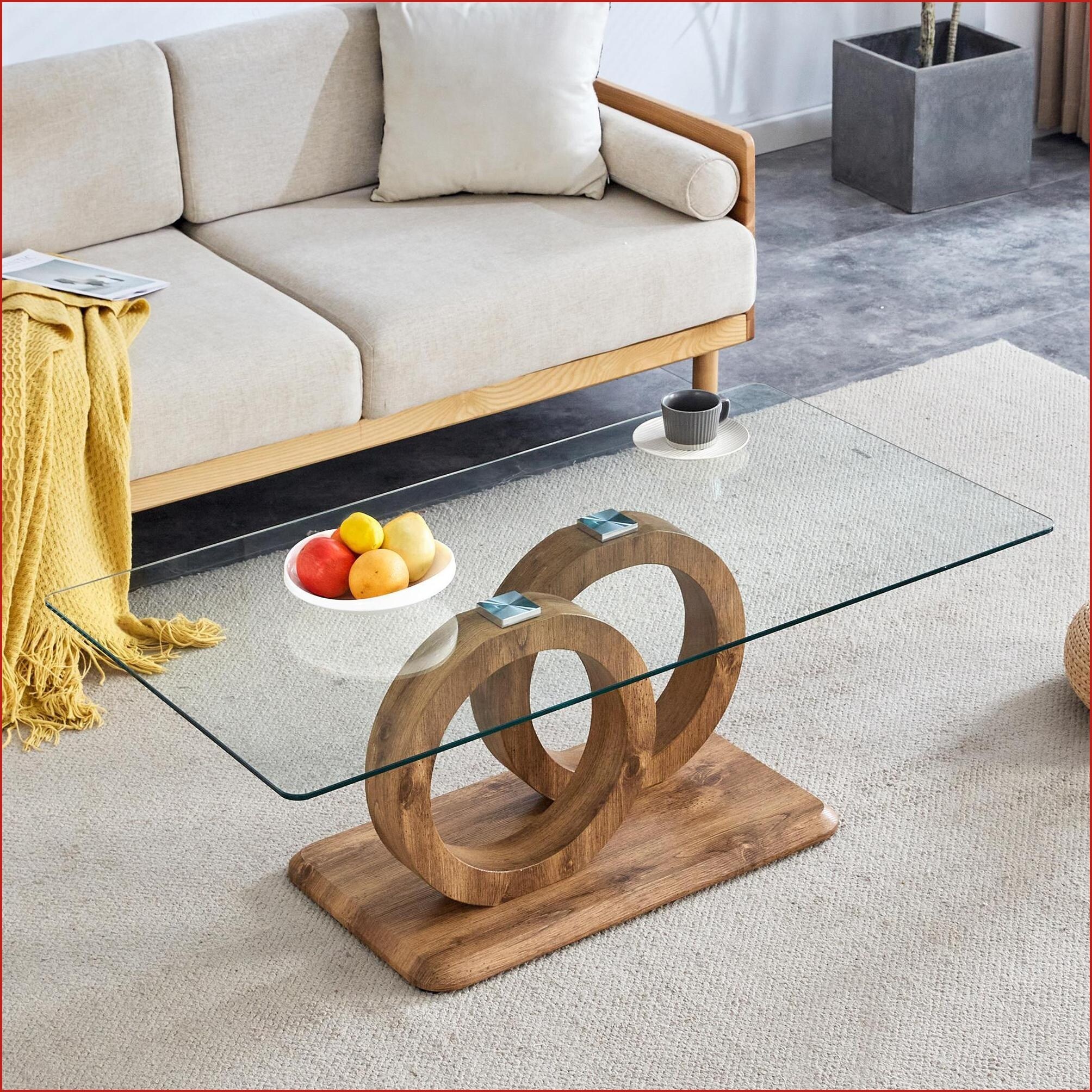Watnature Modern Clear Glass Coffee Table with MDF Base for Living Room ...