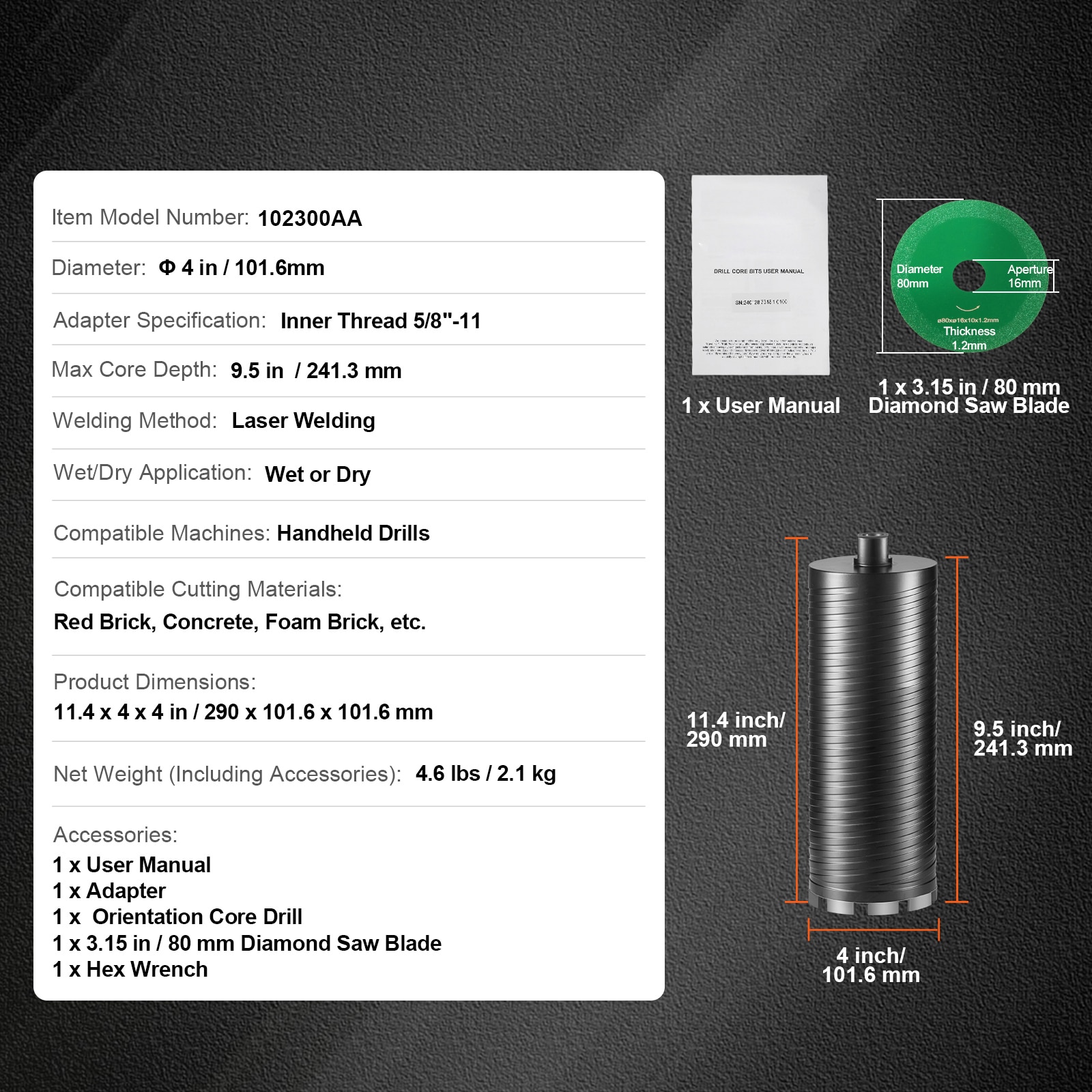 VEVOR SCJGSQXZTGSS00623V0 Cement-Masonry-Drill-Bits - View #7