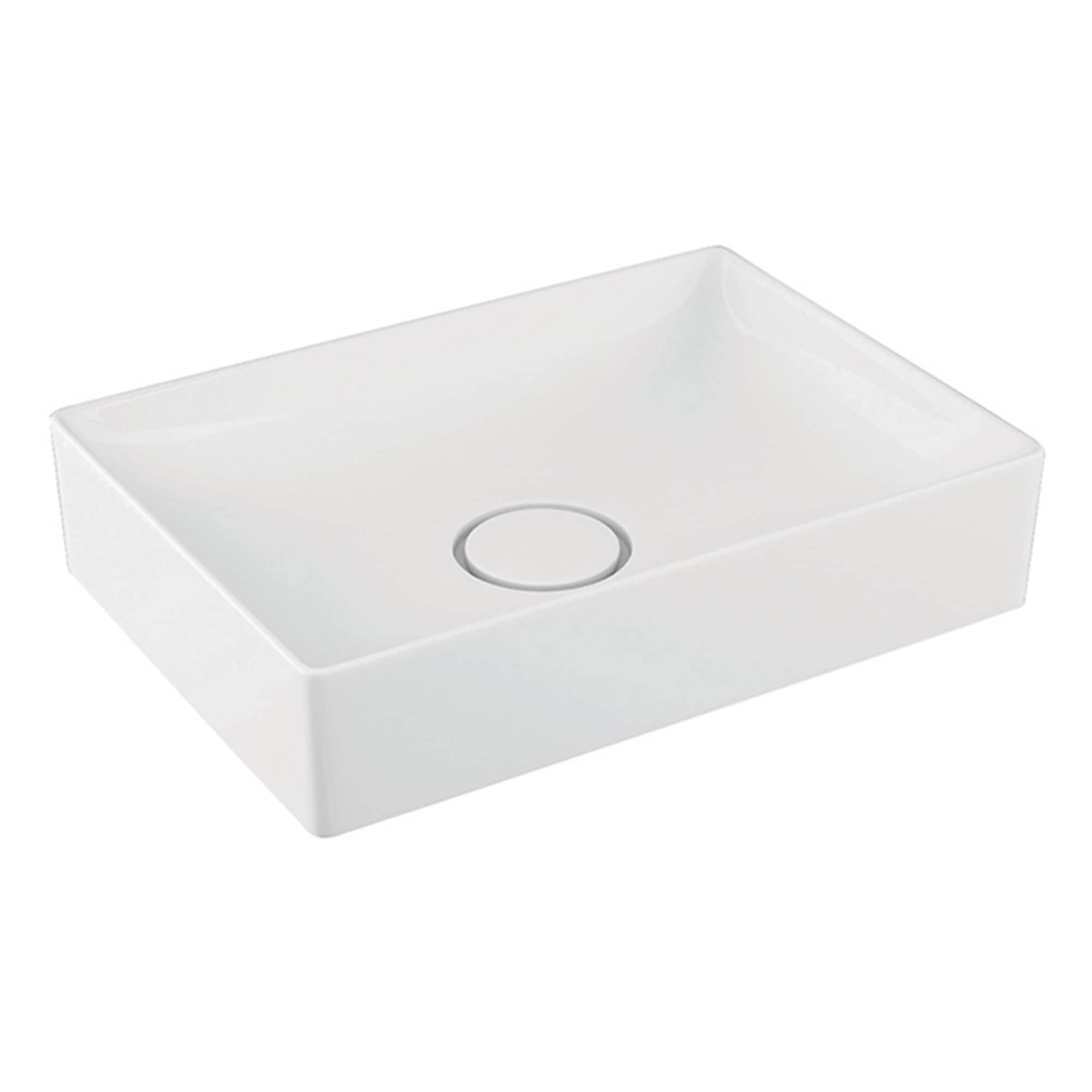 WS Bath Collections VISION 6050 Vision Ceramic Vessel Rectangular Modern Ceramic white Bathroom Sink ( 19.7-Inches x 14.2-Inches )