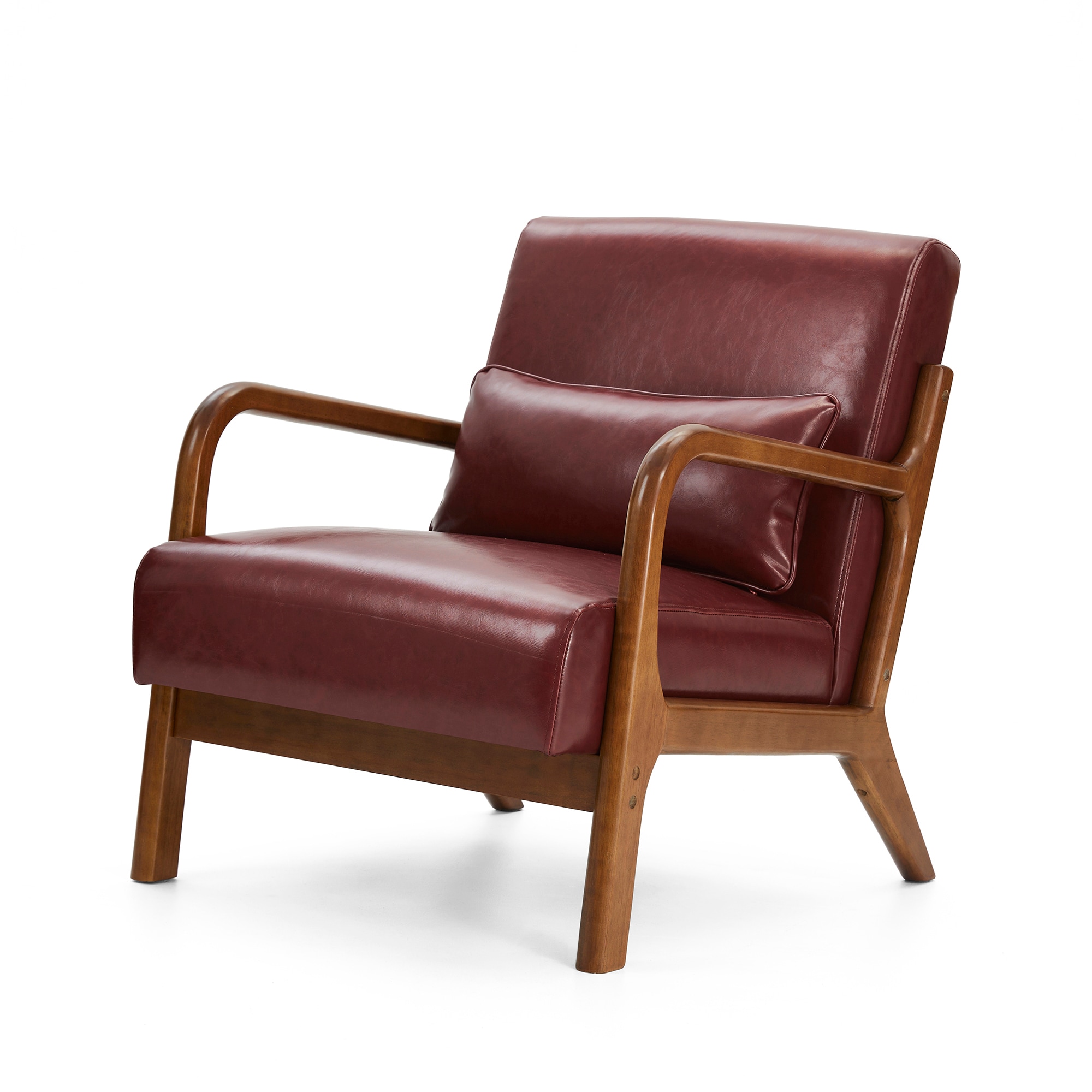 Glitzhome 2000700026 Casual Red Faux leather Accent Chair