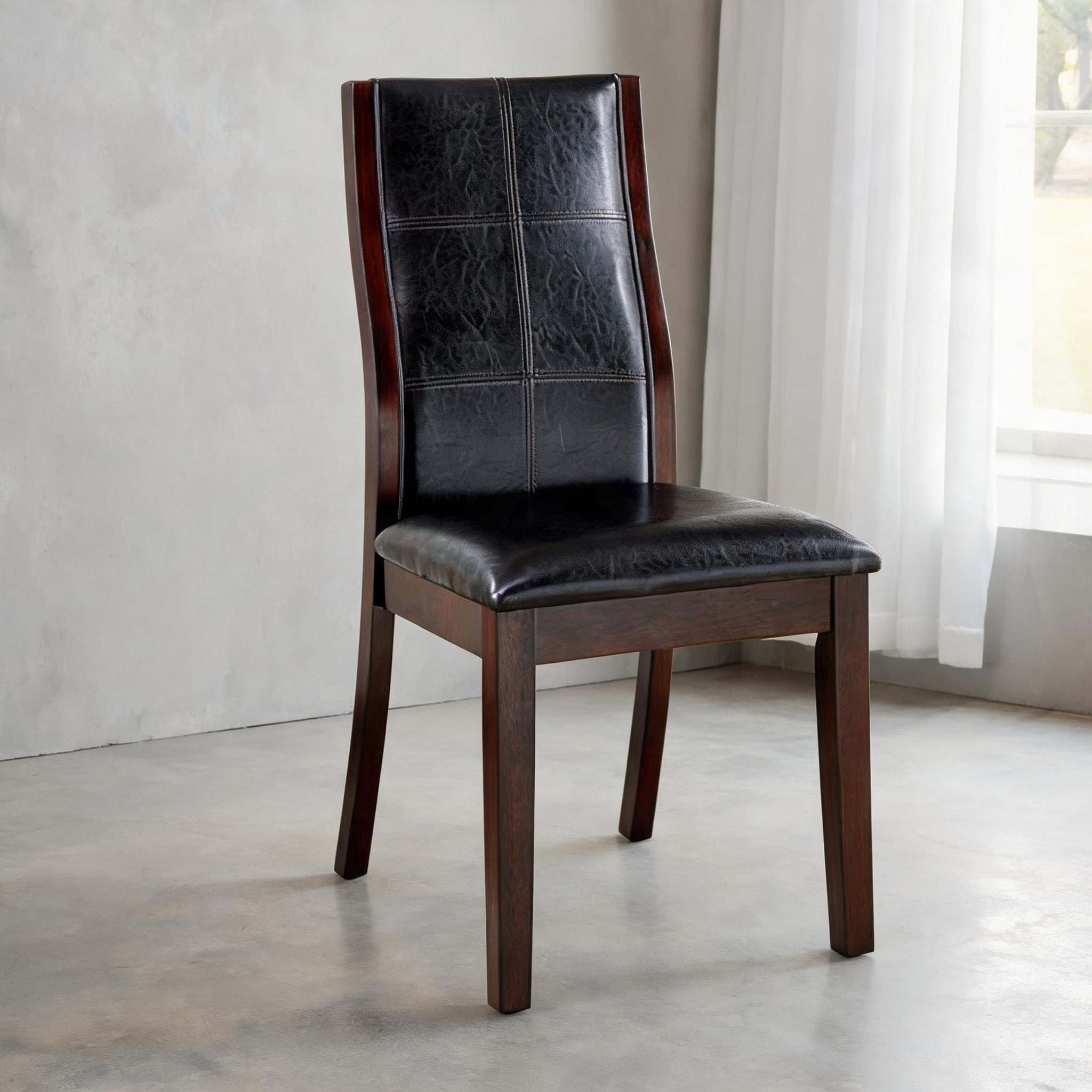 chillscreamni - Dining Side Chairs with Curved Backrest and Espresso Leatherette Upholstery Set of 2