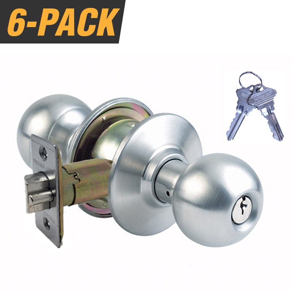 Premier Lock Keyed Alike Entry Door Stainless Steel Exterior  Single-cylinder deadbolt Keyed Entry Door Knob Combo Pack (2-Pack)