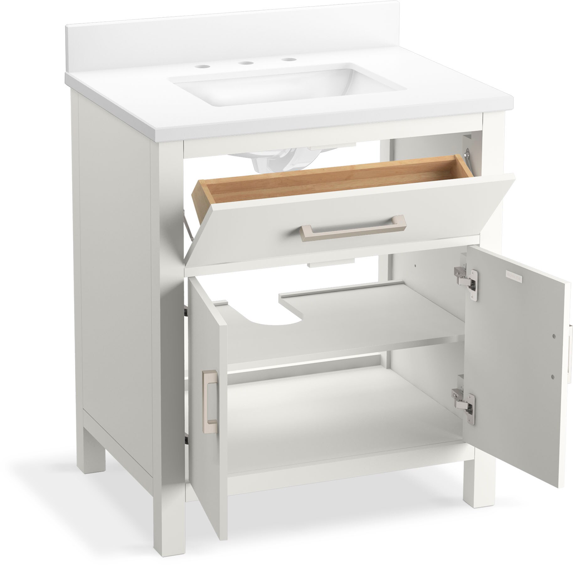 Kresla 30" White Bathroom Vanity with Quartz Top and Sink