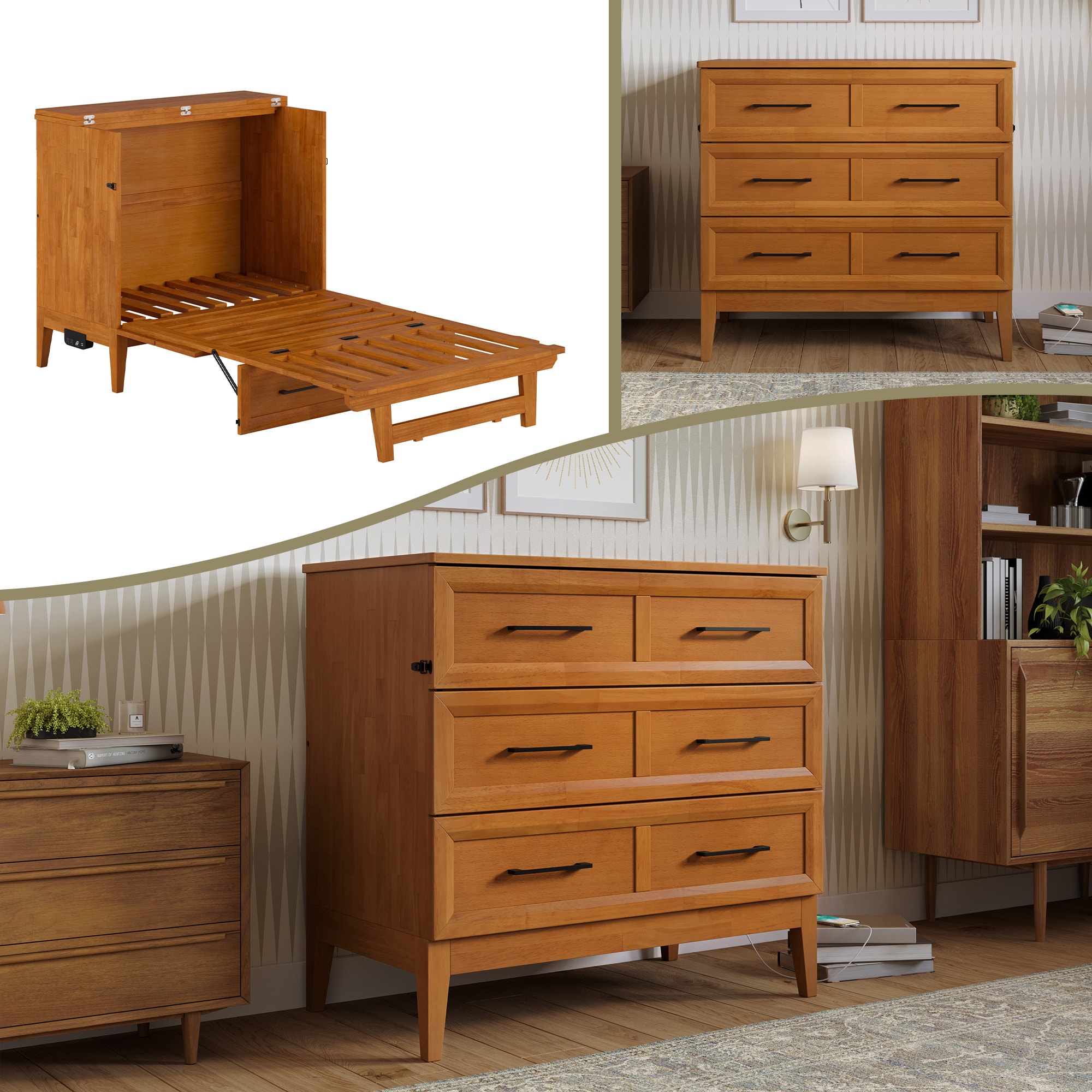 AFI AC77210T Sienna No Mattress Light Toffee Twin Wood Murphy Bed