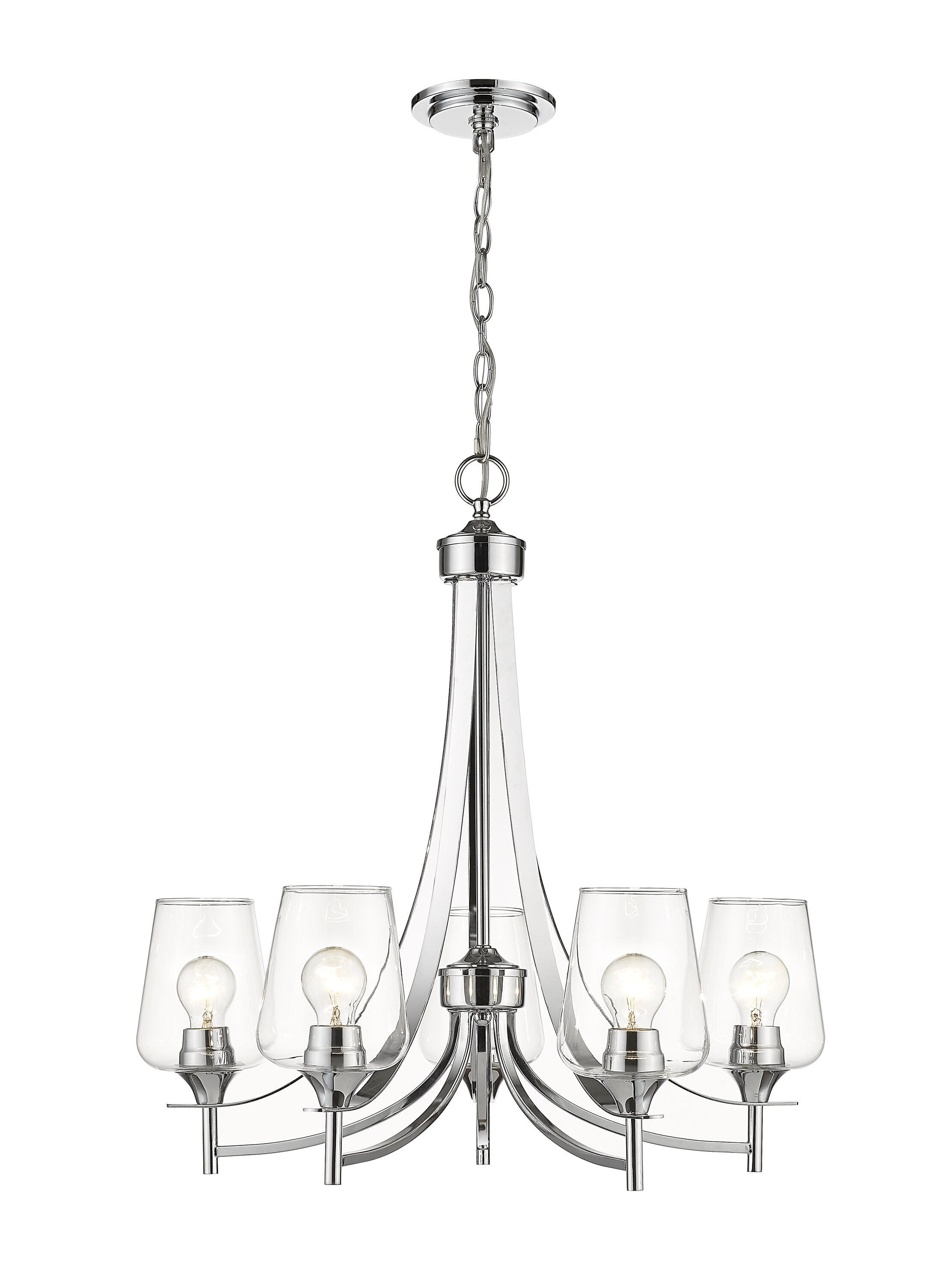 Joliet Chrome 5-Light Modern Steel Chandelier with Clear Glass Shades