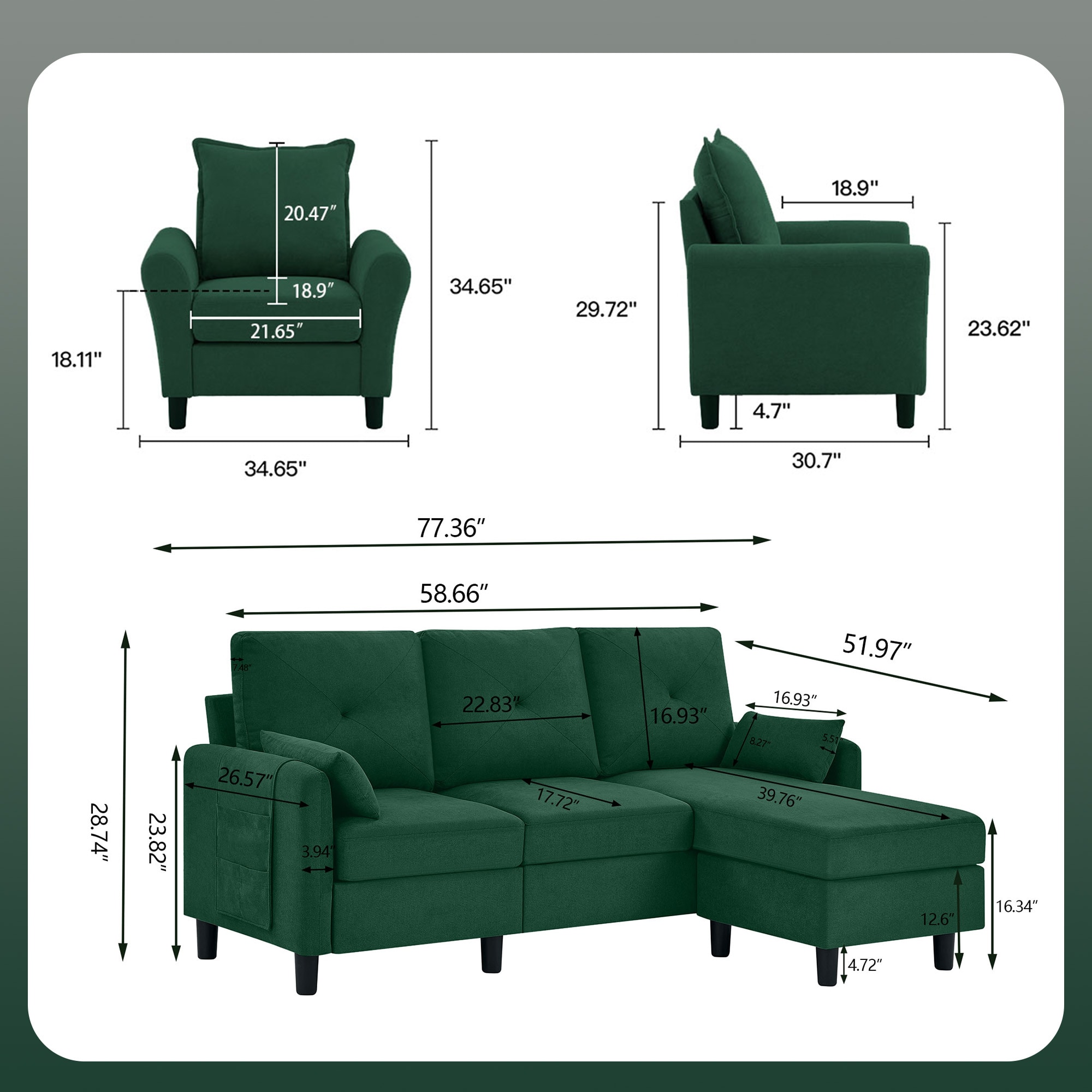 Jarenie YMX0223GN Living-Room-Sets - View #6