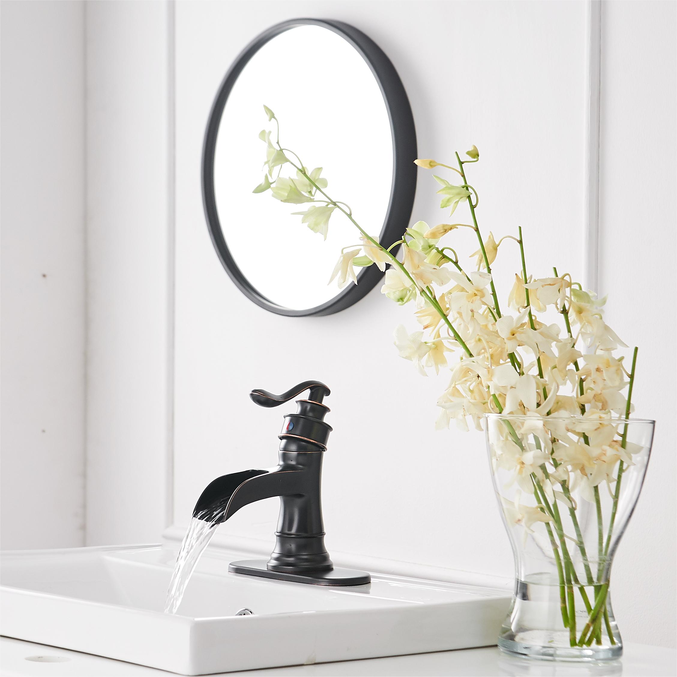 Oil Rubbed Bronze Single Handle Waterfall Bathroom Faucet with Pop-up Drain