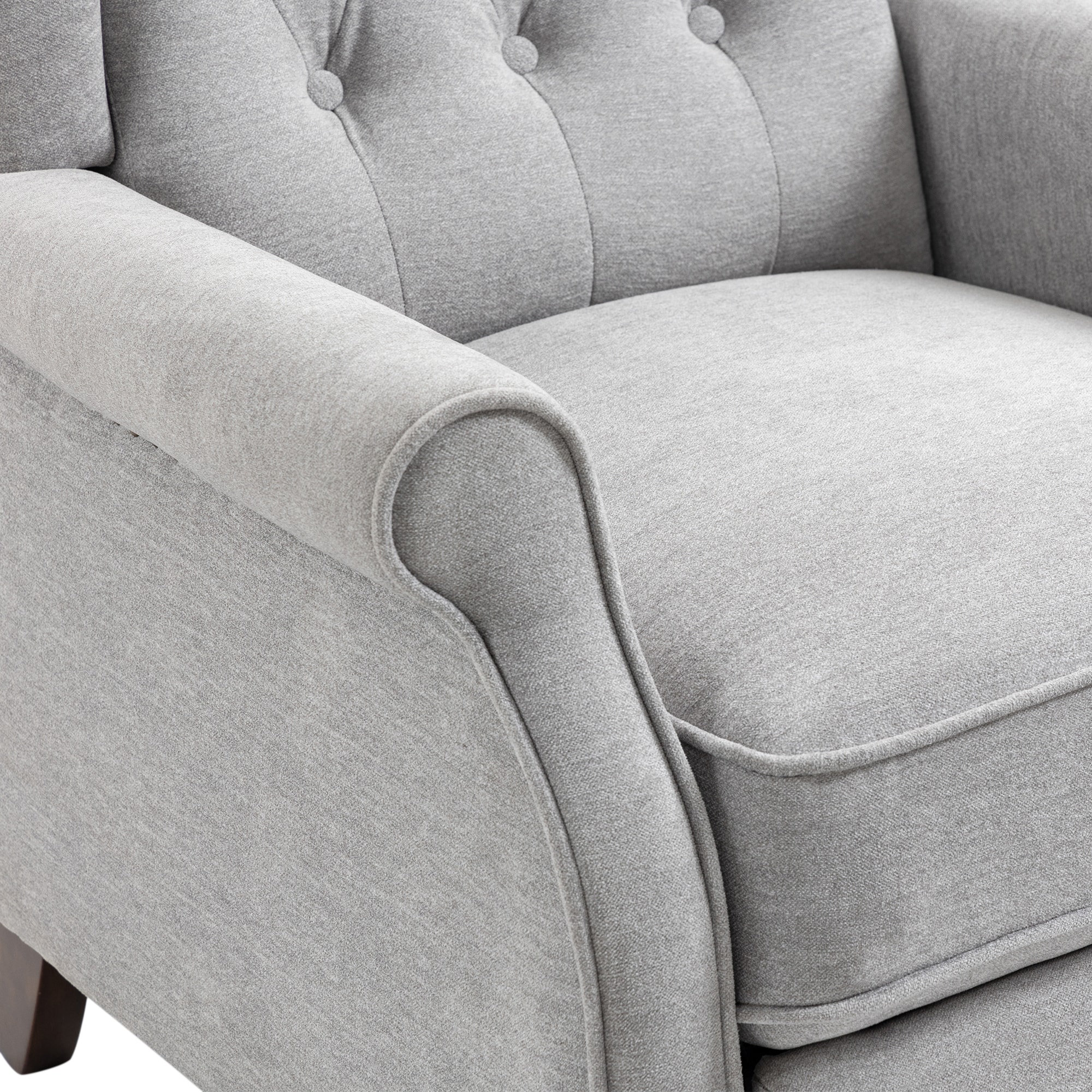 Gray Velvet Upholstered Recliner with Button Tufting