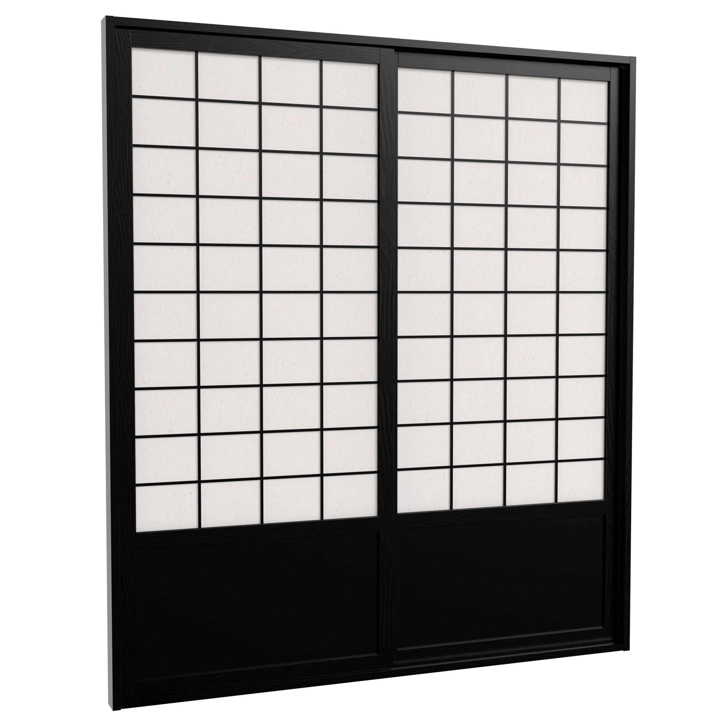 Red Lantern DOOR-DBLS-BLK Oriental Furniture 72-in x 82-in Black 2-panel square Smooth Prefinished Pine Wood Closet Sliding Door ( Hardware Included )
